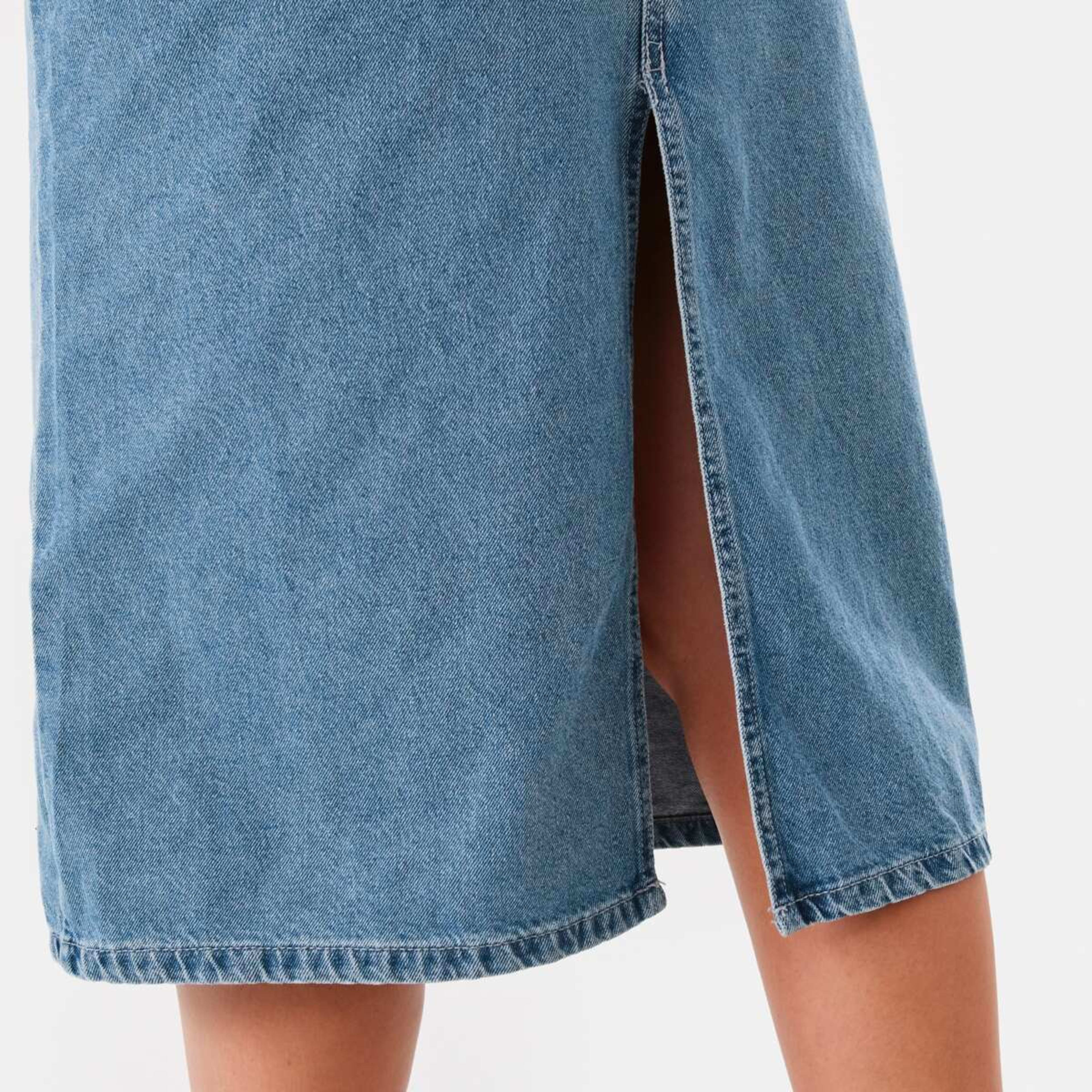 7 Denim Midi Skirt Mid Wash, 7 of 8