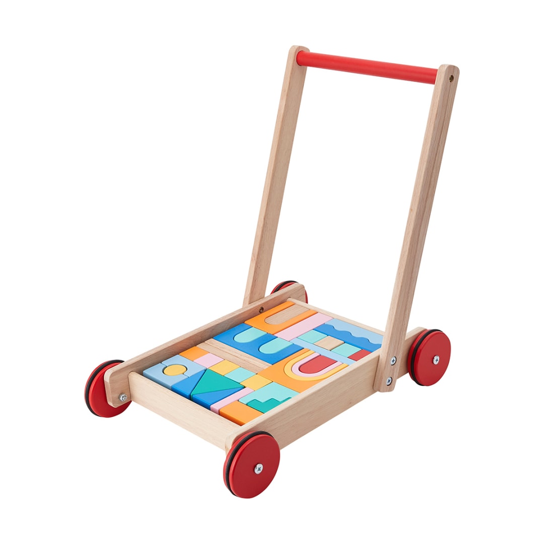 34 Piece Wooden Blocks Wagon Kmart