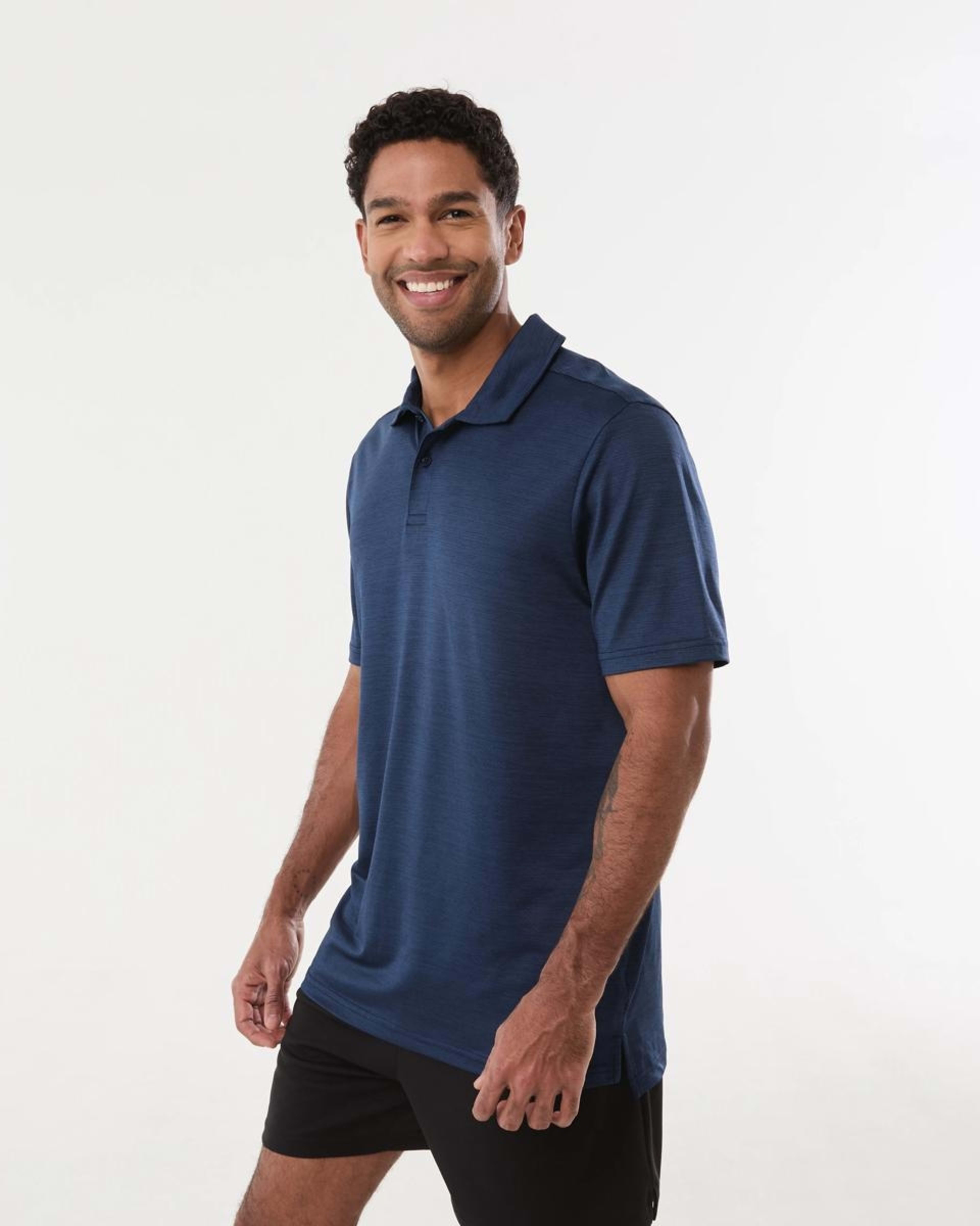 2 Active Mens Cationic Polo Shirt NAVY CORE, 2 of 5