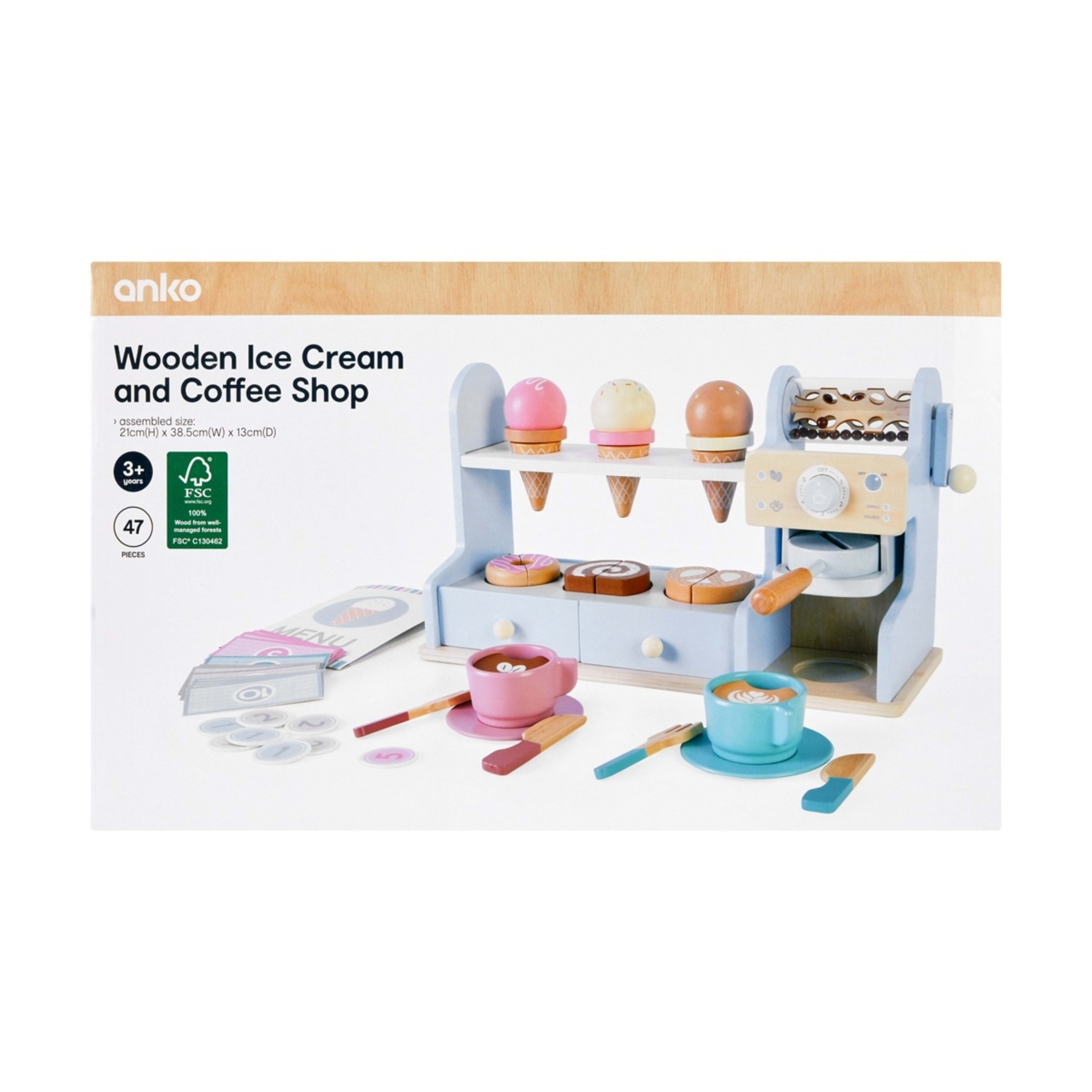 9 47 Piece Wooden Ice Cream and Coffee Shop Playset, 9 of 10