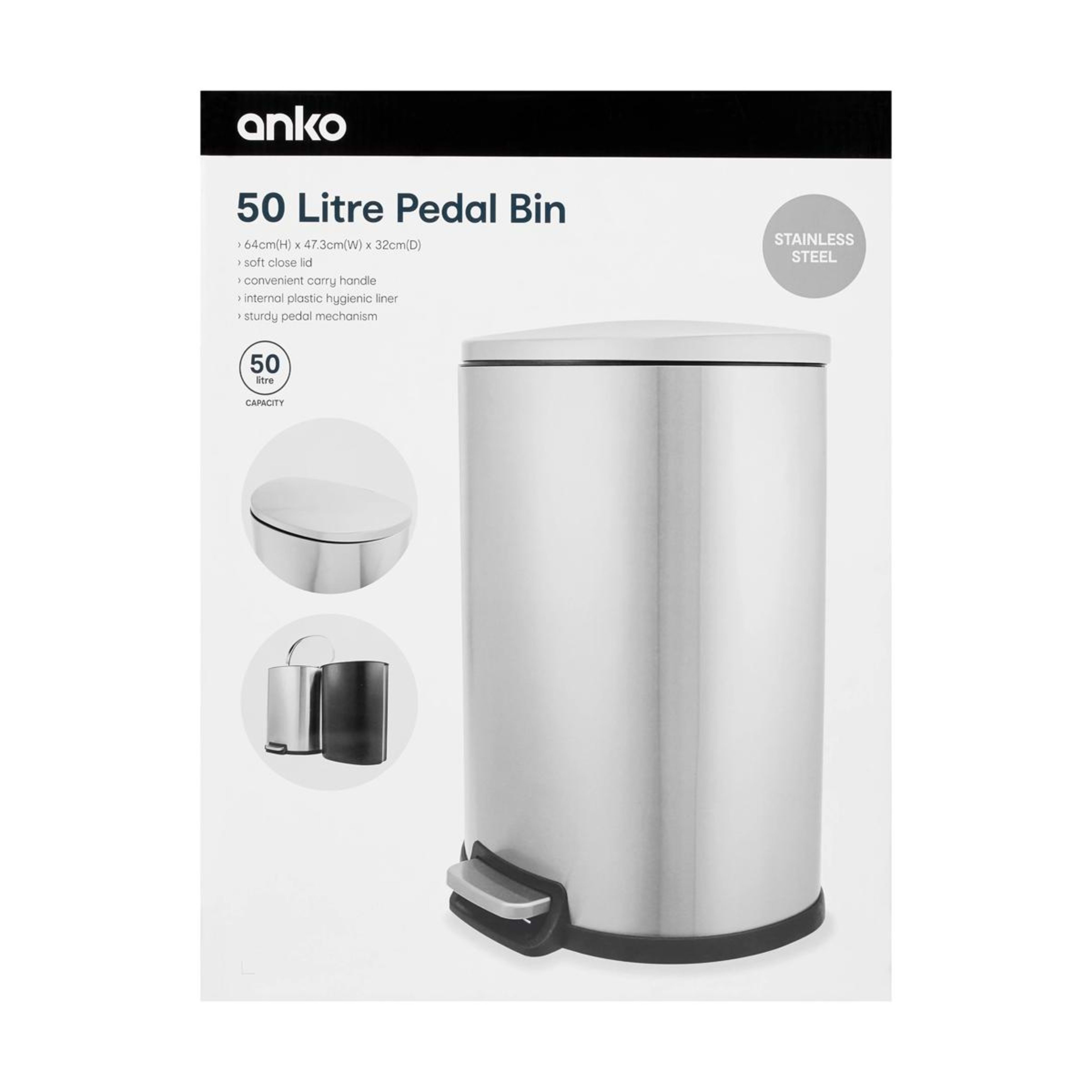 10 50L Stainless Steel Pedal Bin, 10 of 10
