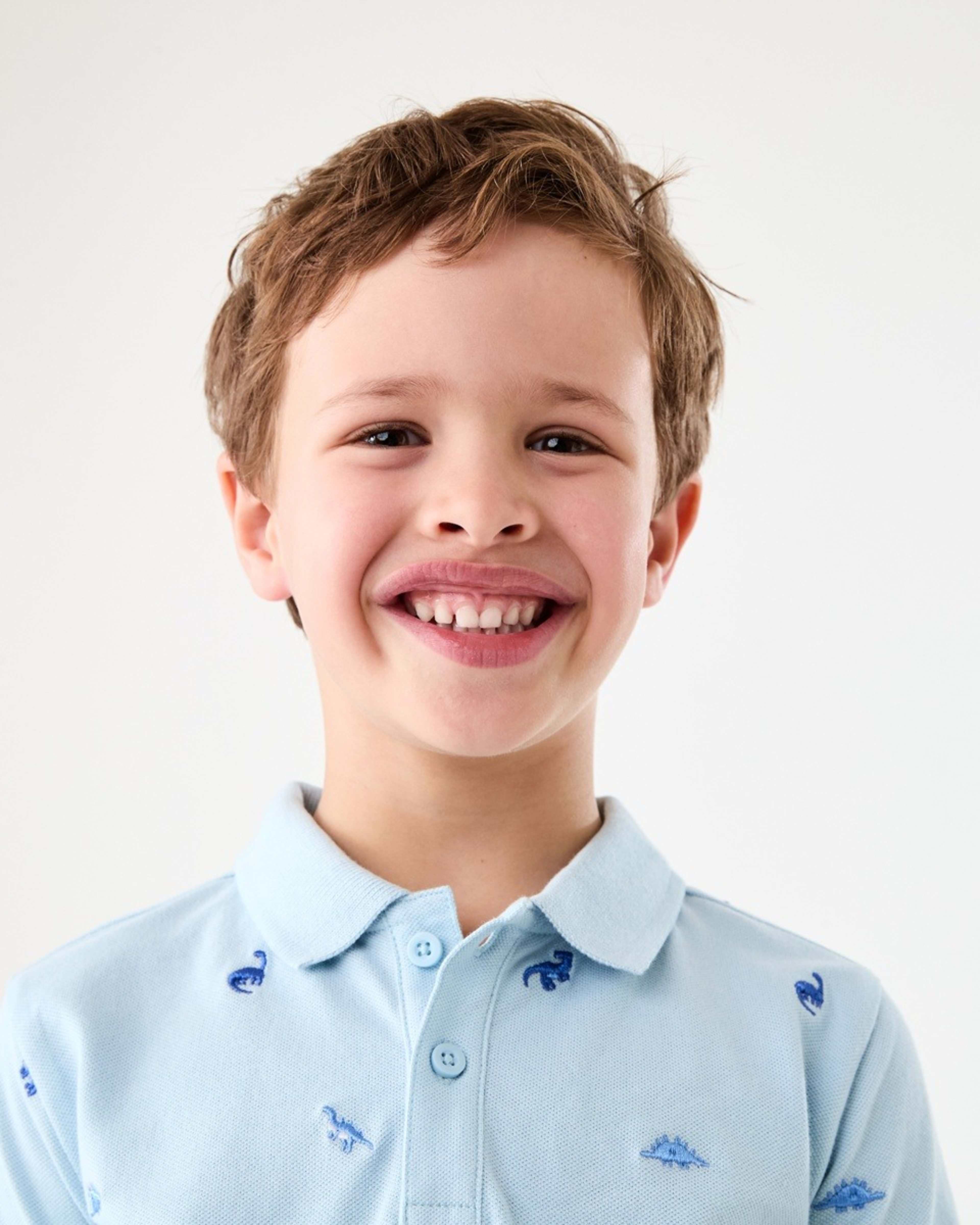 3 Embroidery Polo T-shirt MINI DINO BLUE, 3 of 6