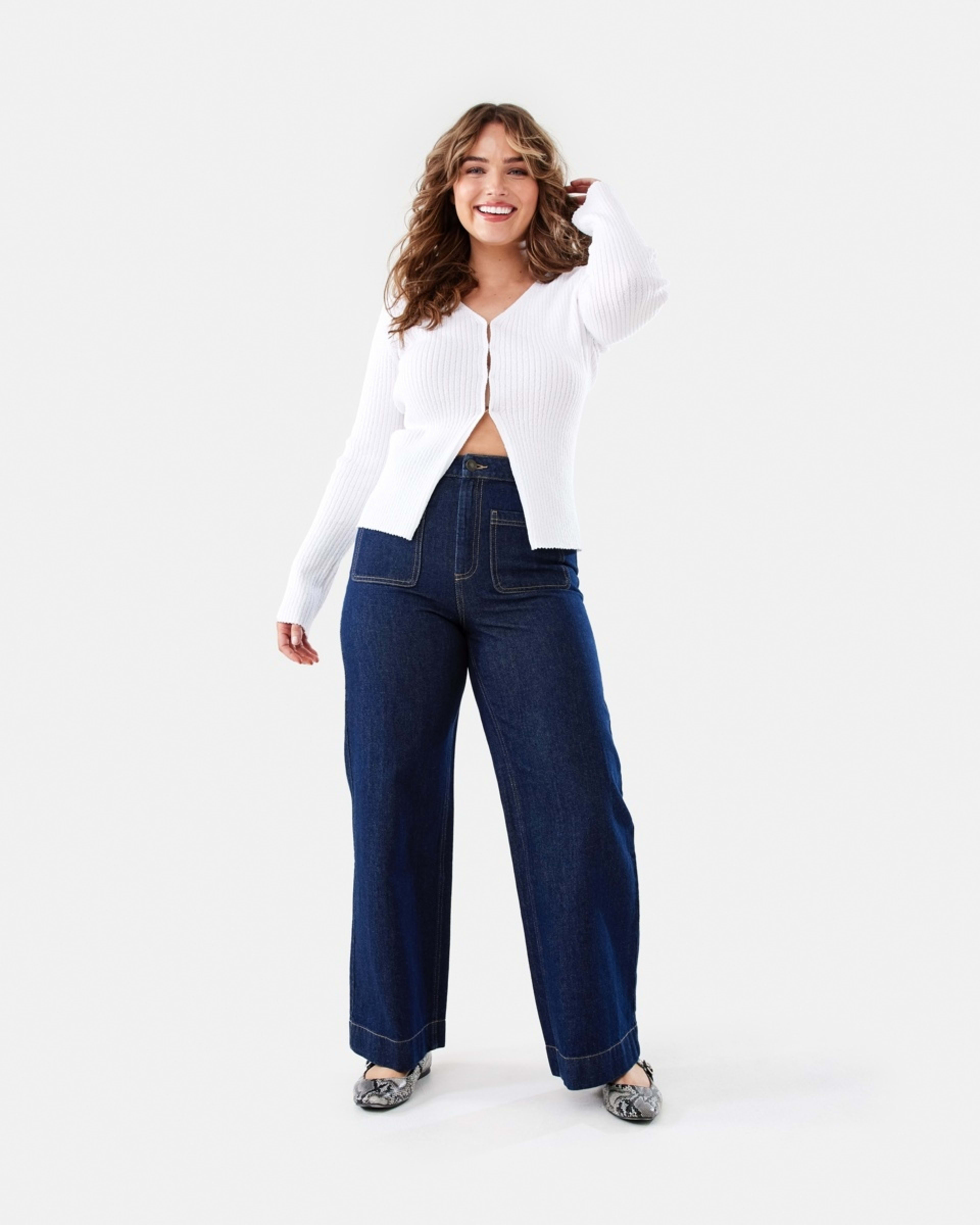 2 Textured V-Neck Top Ecru, 2 of 7