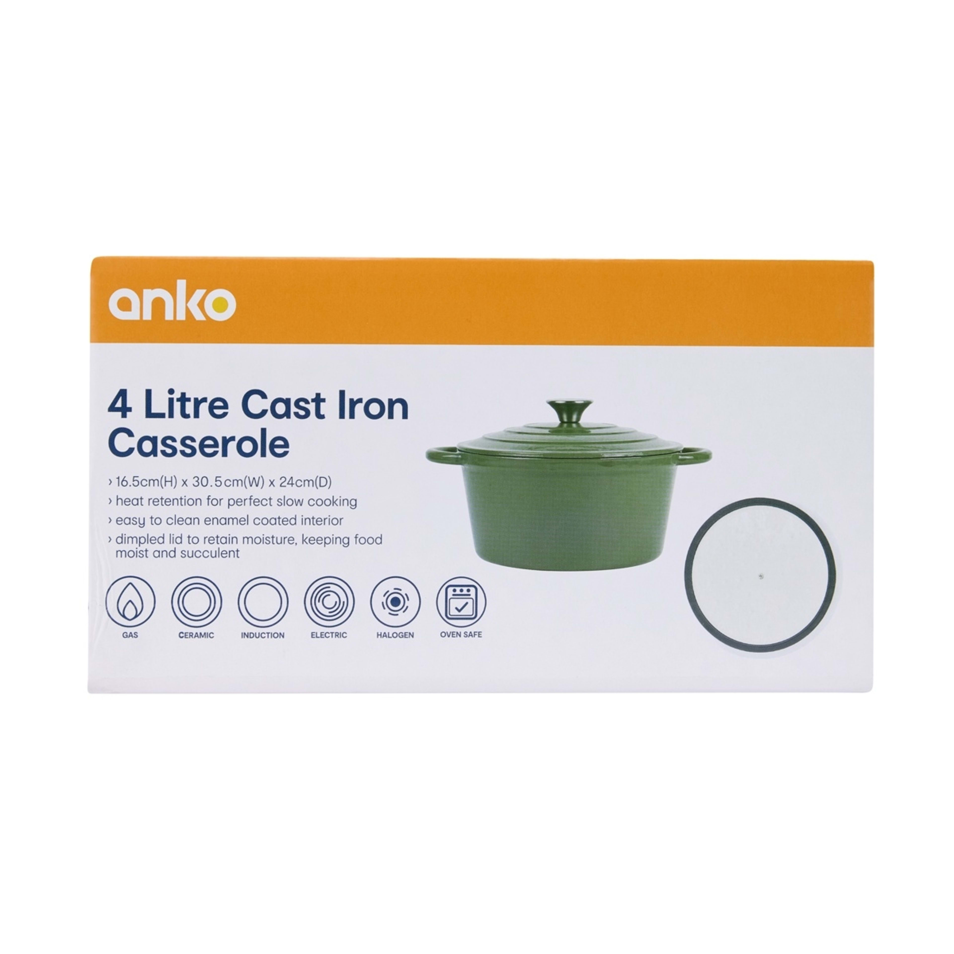 6 4L Olive Cast Iron Casserole, 6 of 6