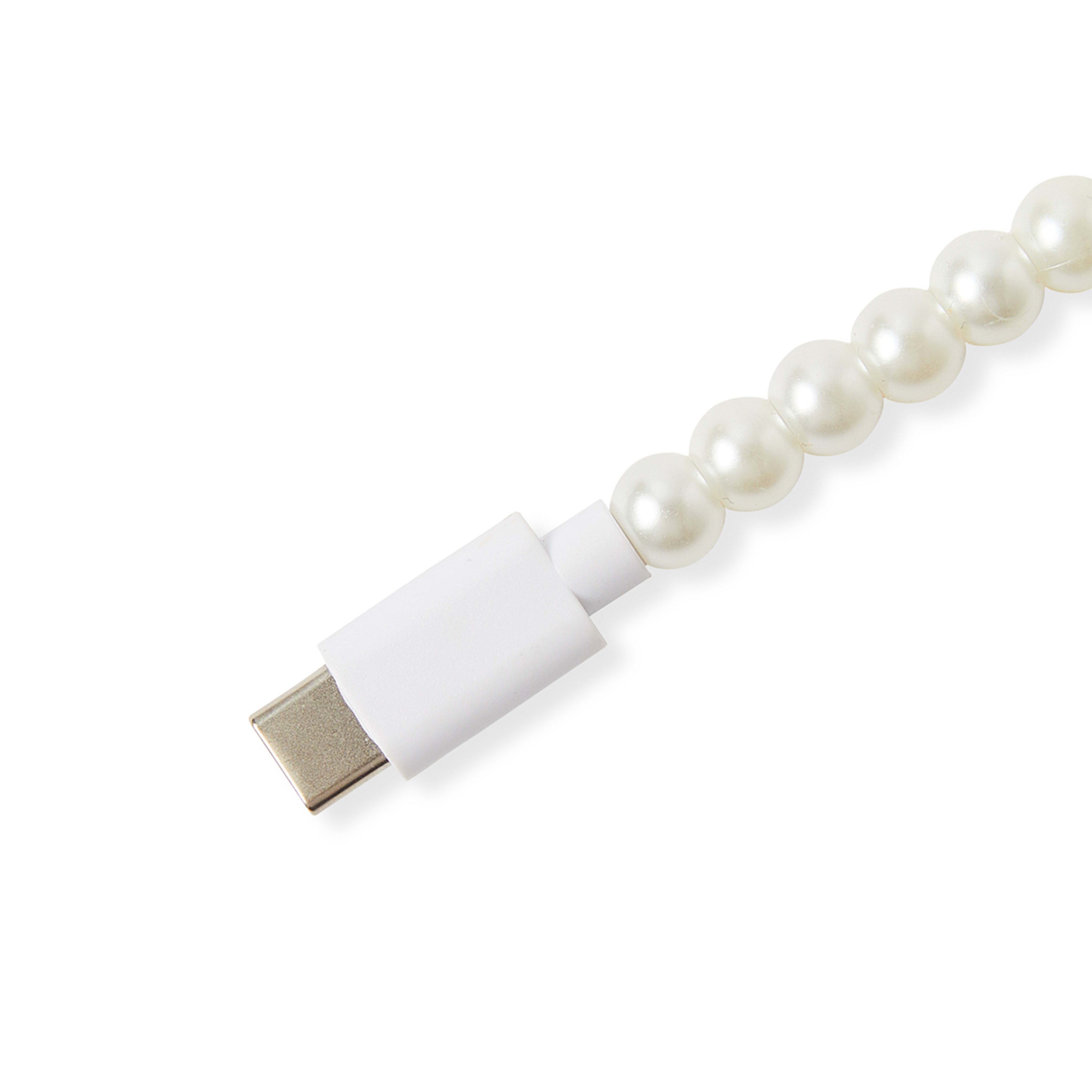 4 USB-C to Lightning Beaded Faux Pearl Cable - White, 4 of 6