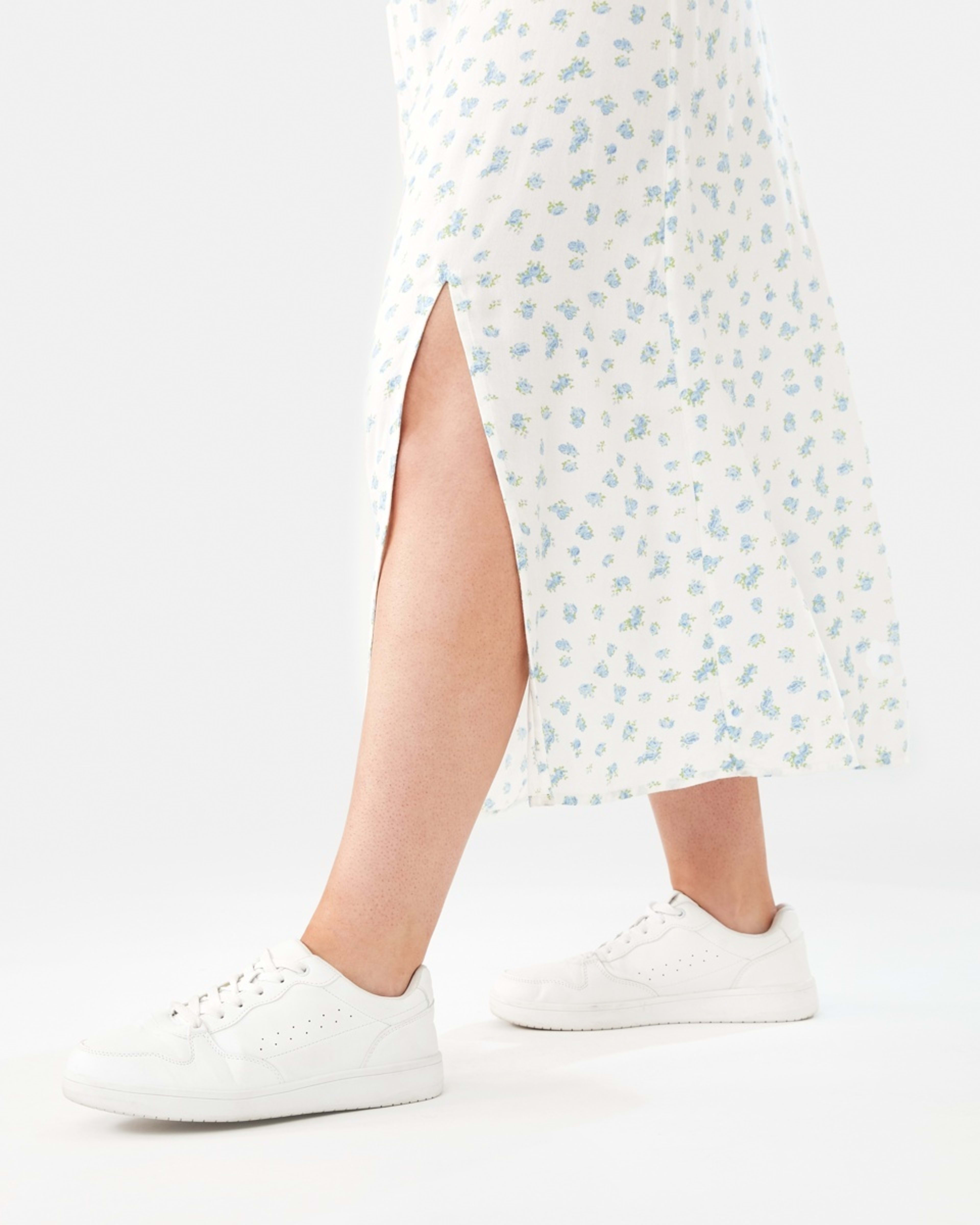 8 Short Sleeve Square Neck Tea Midi Dress DITSY ROSE CLOUD WHITE, 8 of 8