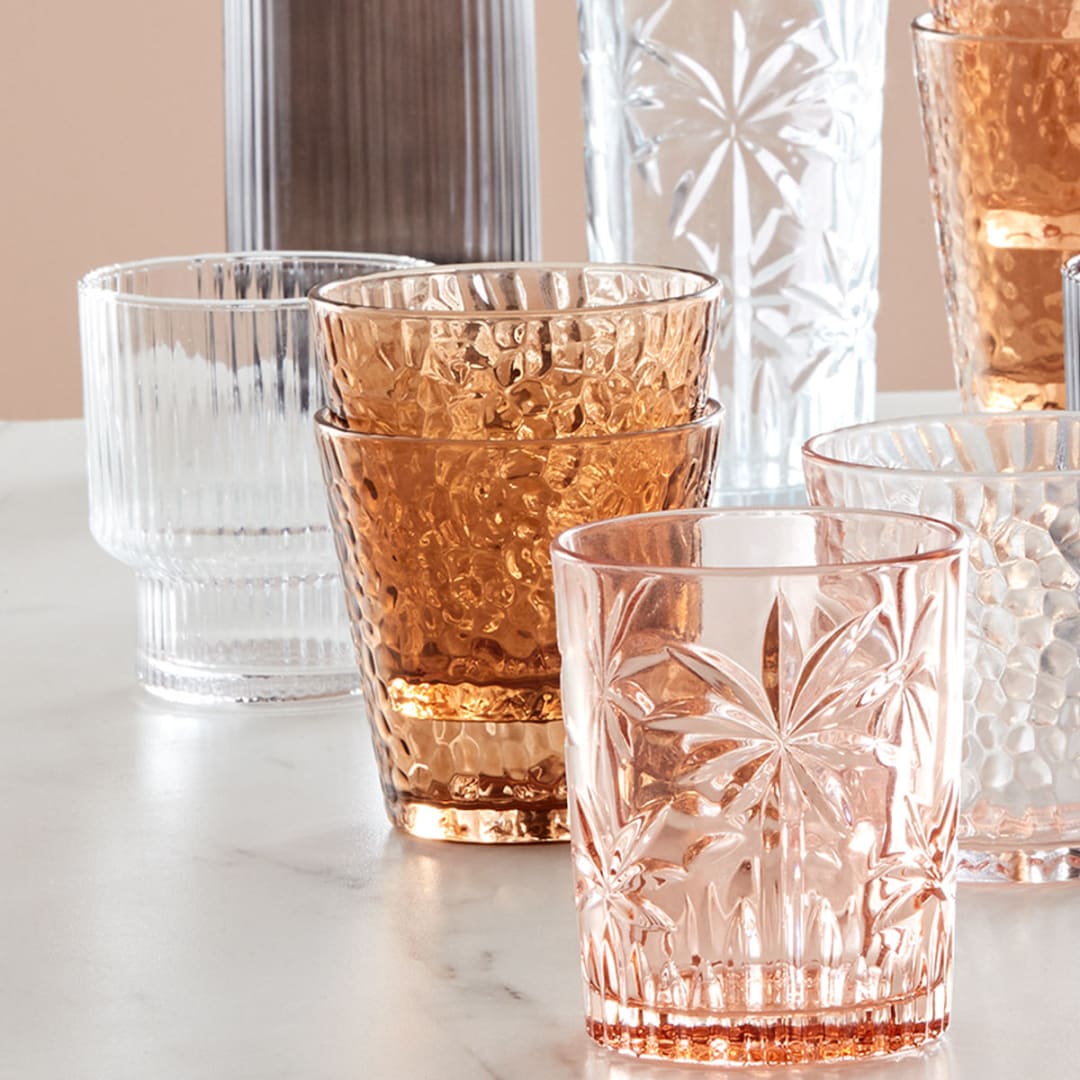 6 Amber Hammered Tumblers Kmart