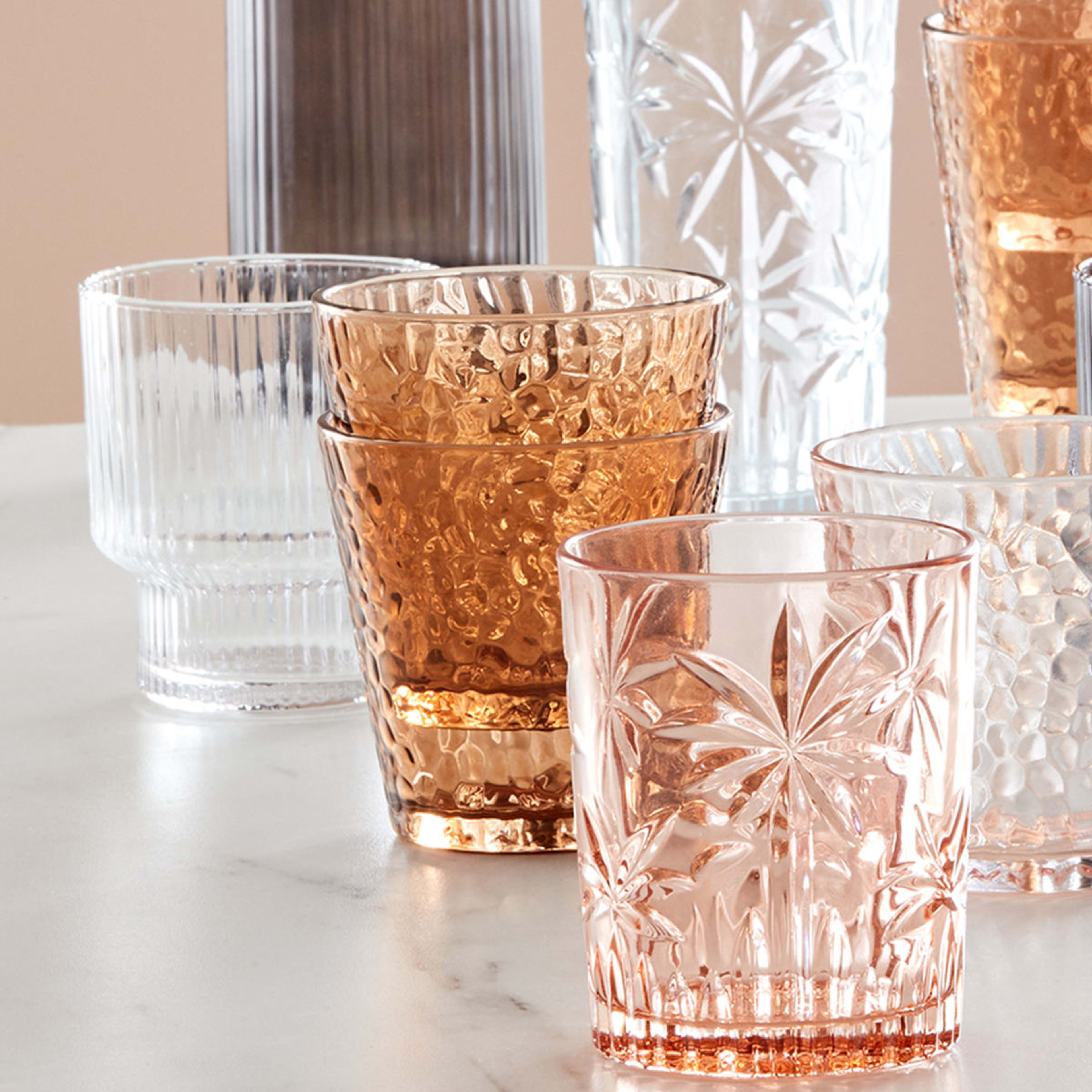 6 Amber Hammered Tumblers Kmart