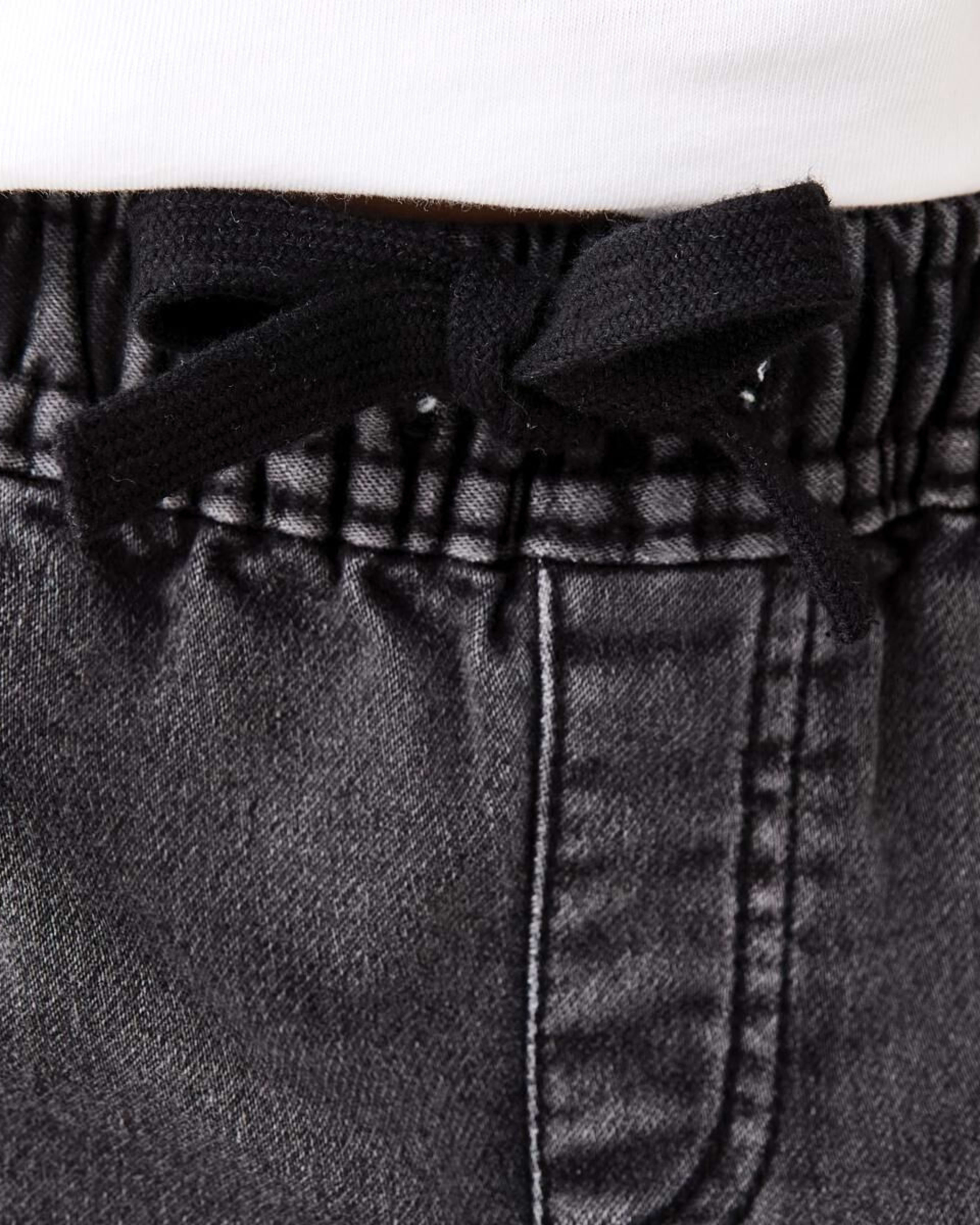 3 Moto Denim Shorts BLACK WASH, 3 of 7