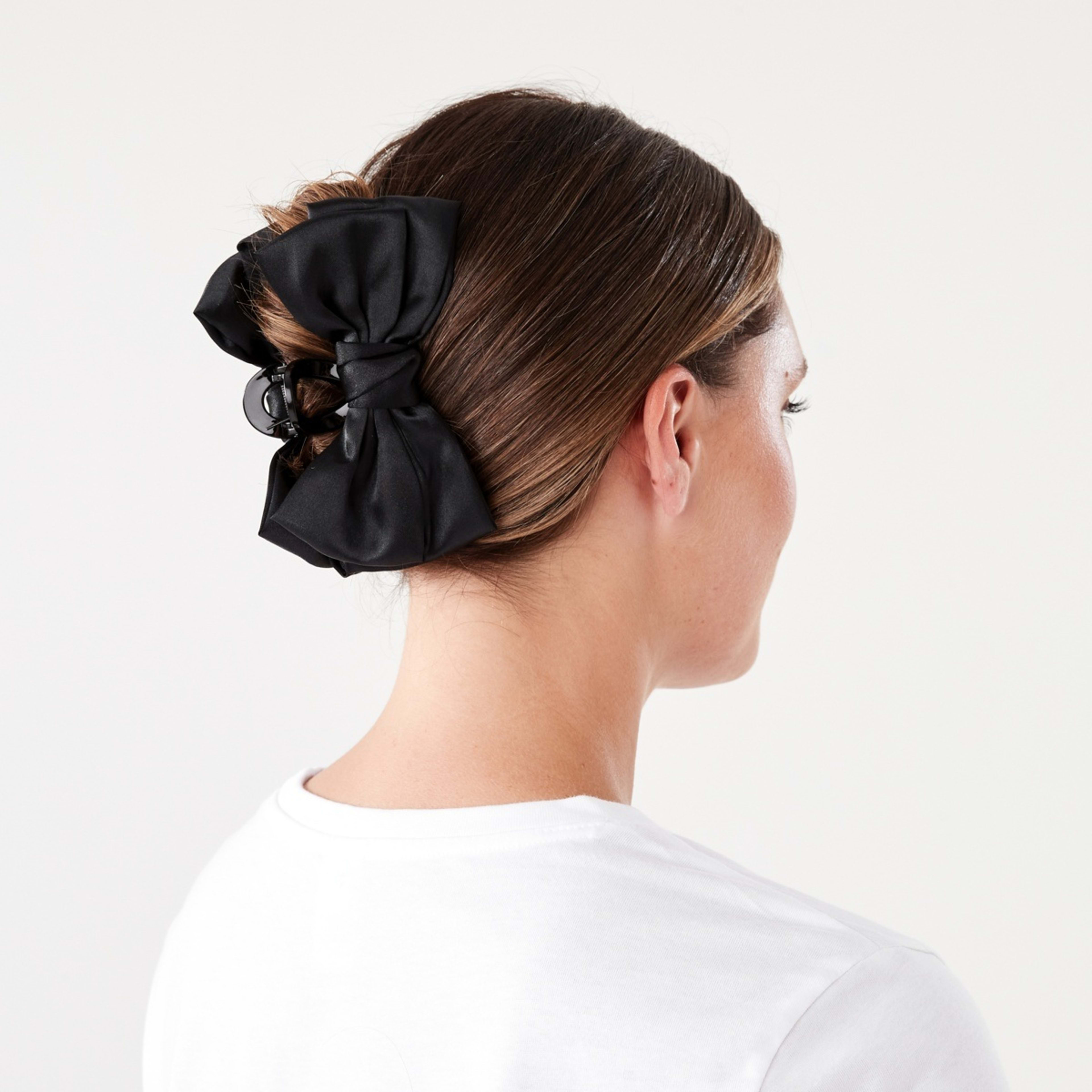 3 Black Fabric Bow Claw Hair Clip, 3 of 4