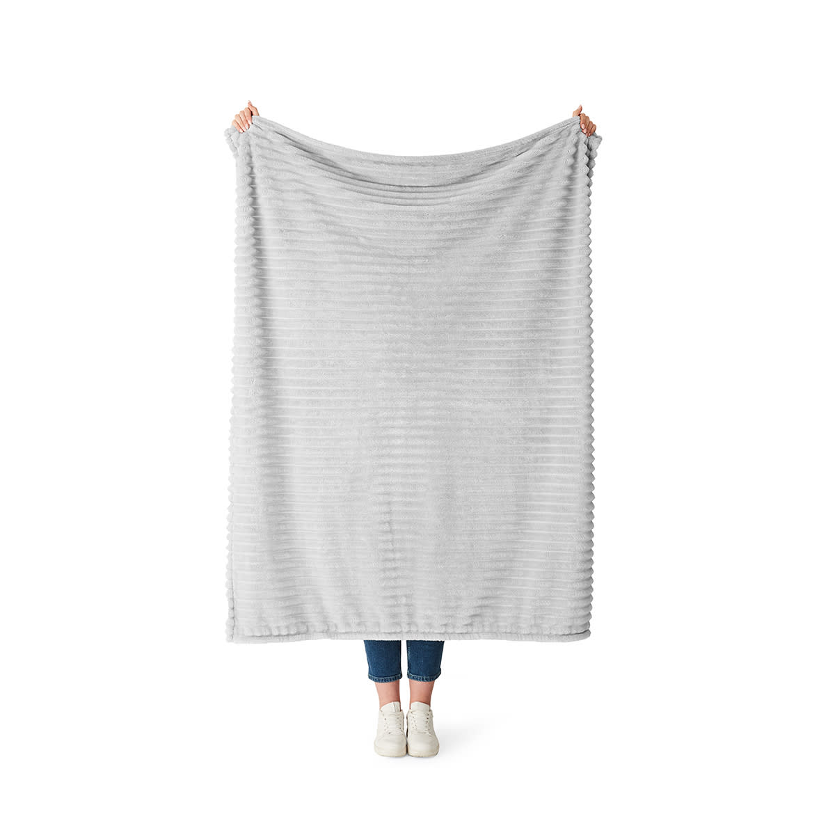 Ribbed Faux Fur Throw Grey Kmart NZ