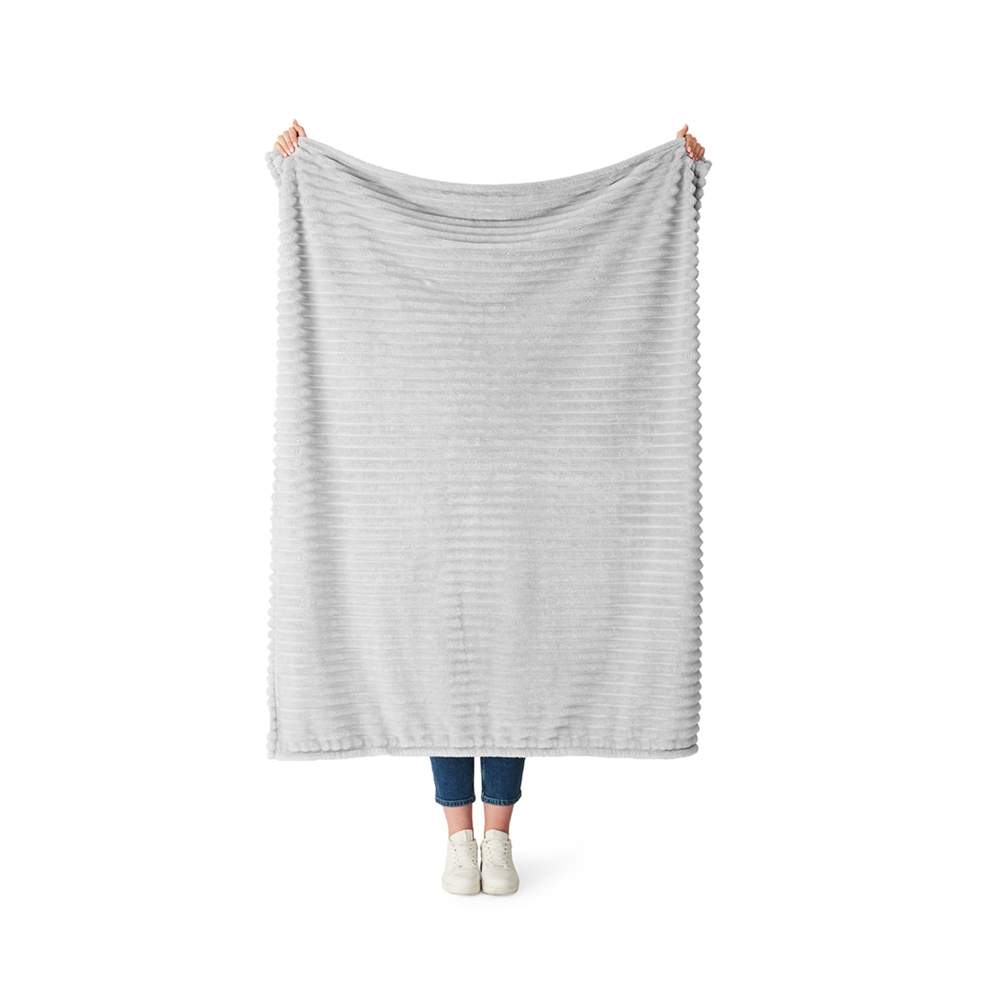 Ribbed Faux Fur Throw Grey Kmart NZ