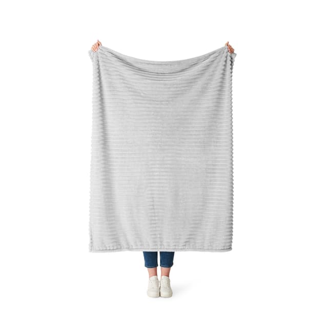 Ribbed Faux Fur Throw Grey Kmart