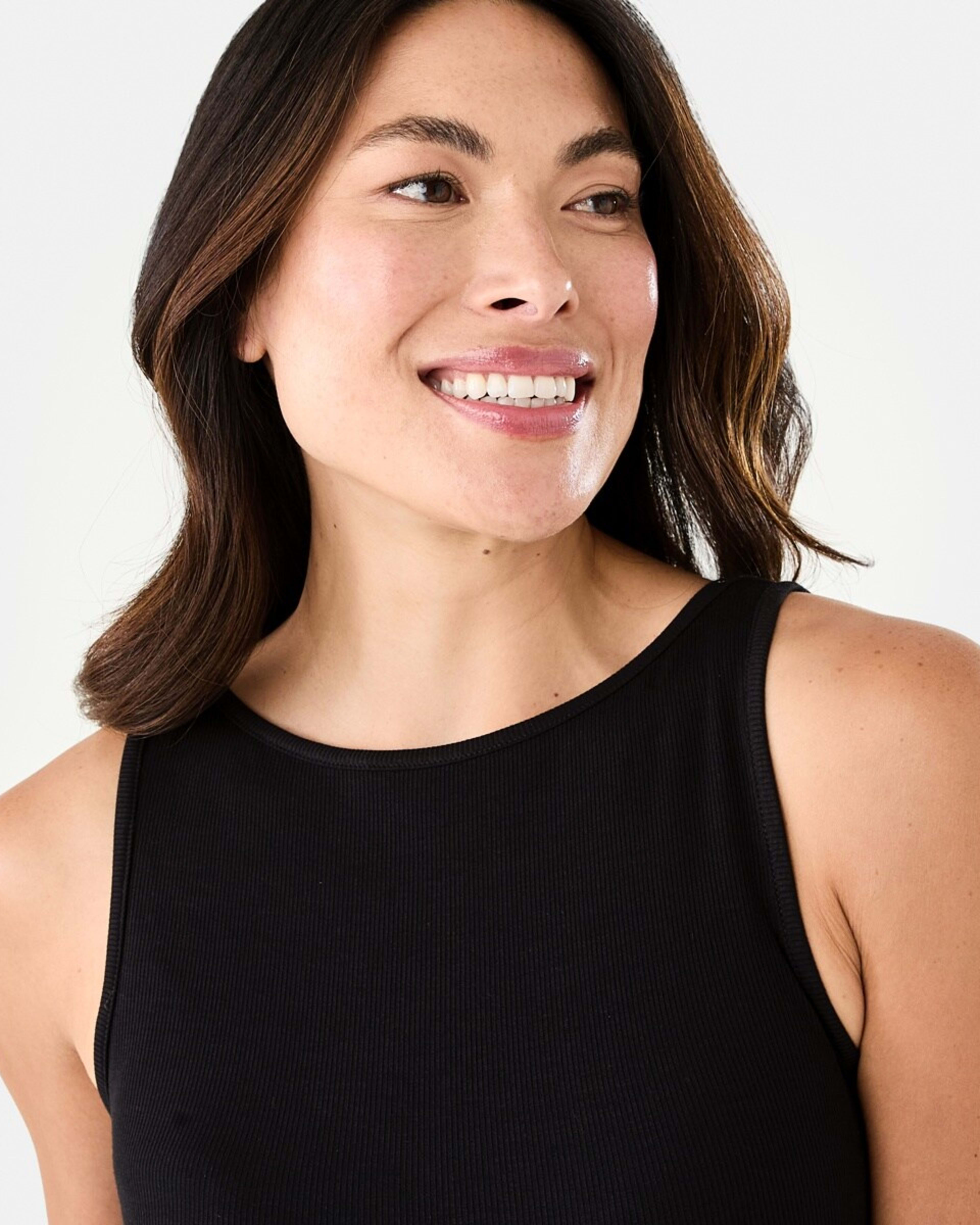 5 Sleeveless Rib Boat Neck Top Black, 5 of 7