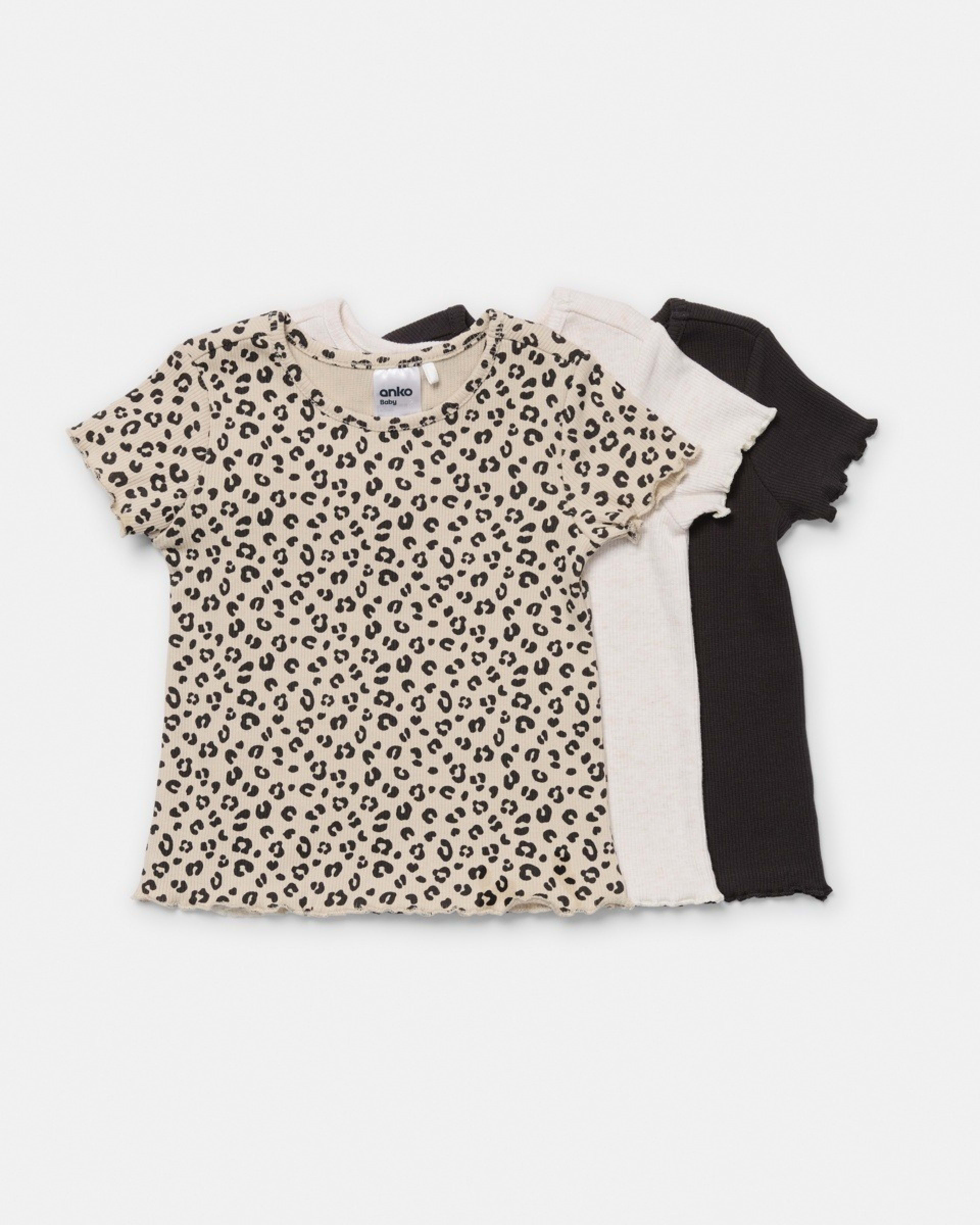 1 3 Pack T-shirts Brown Leopard