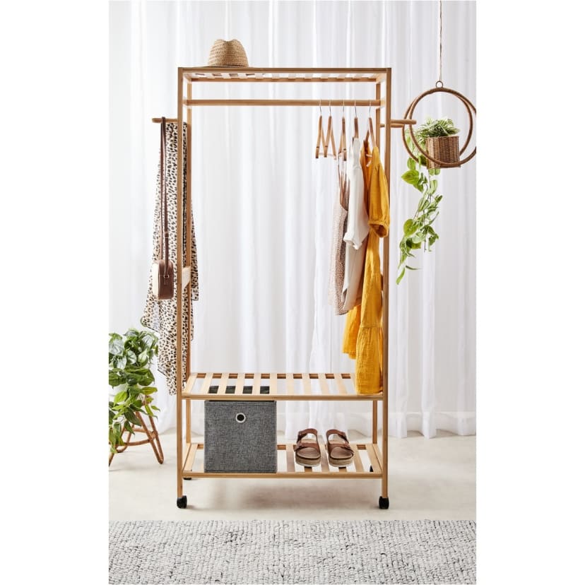 Bamboo Garment Rack With Wheels Kmart
