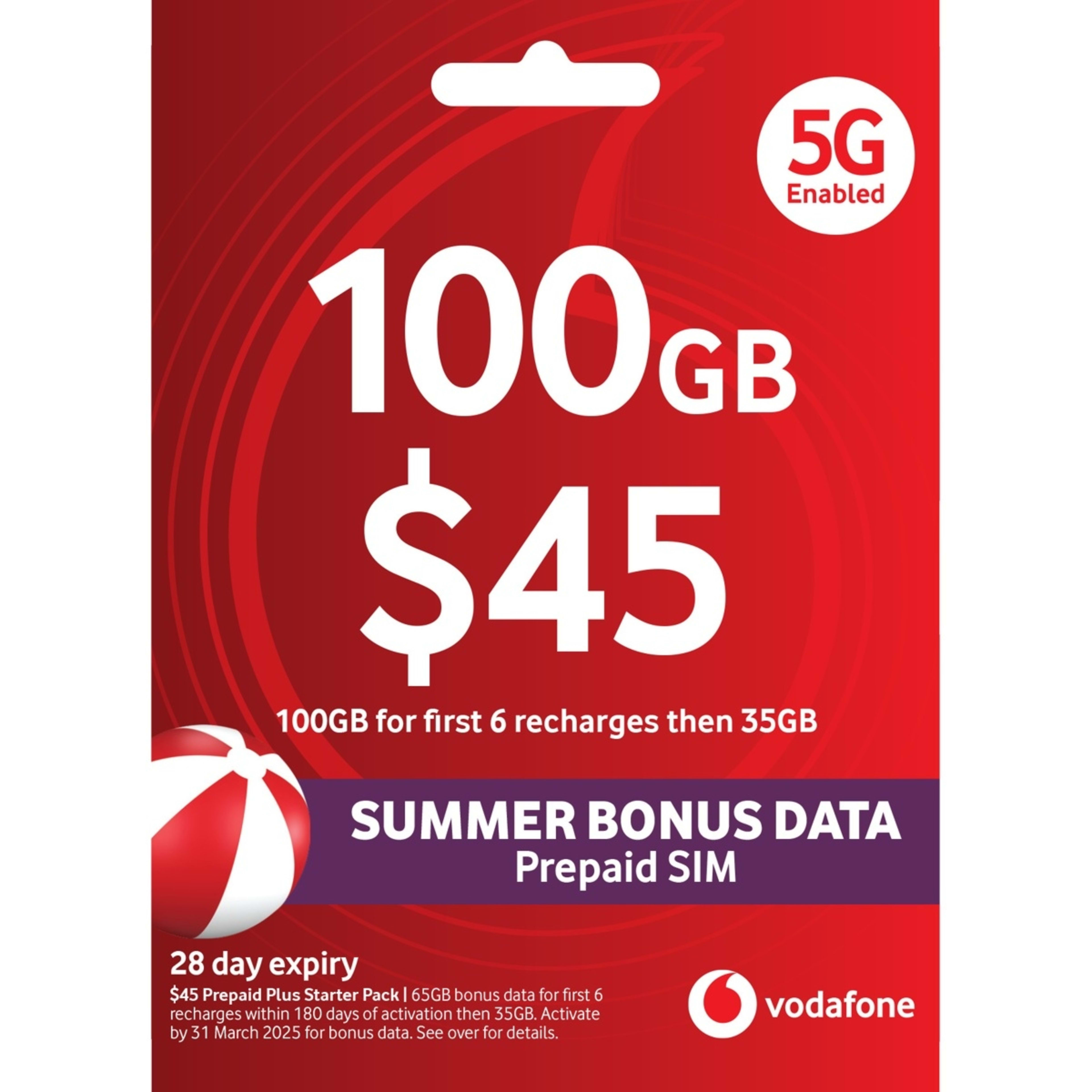 1 Vodafone $45 Prepaid SIM Starter Pack