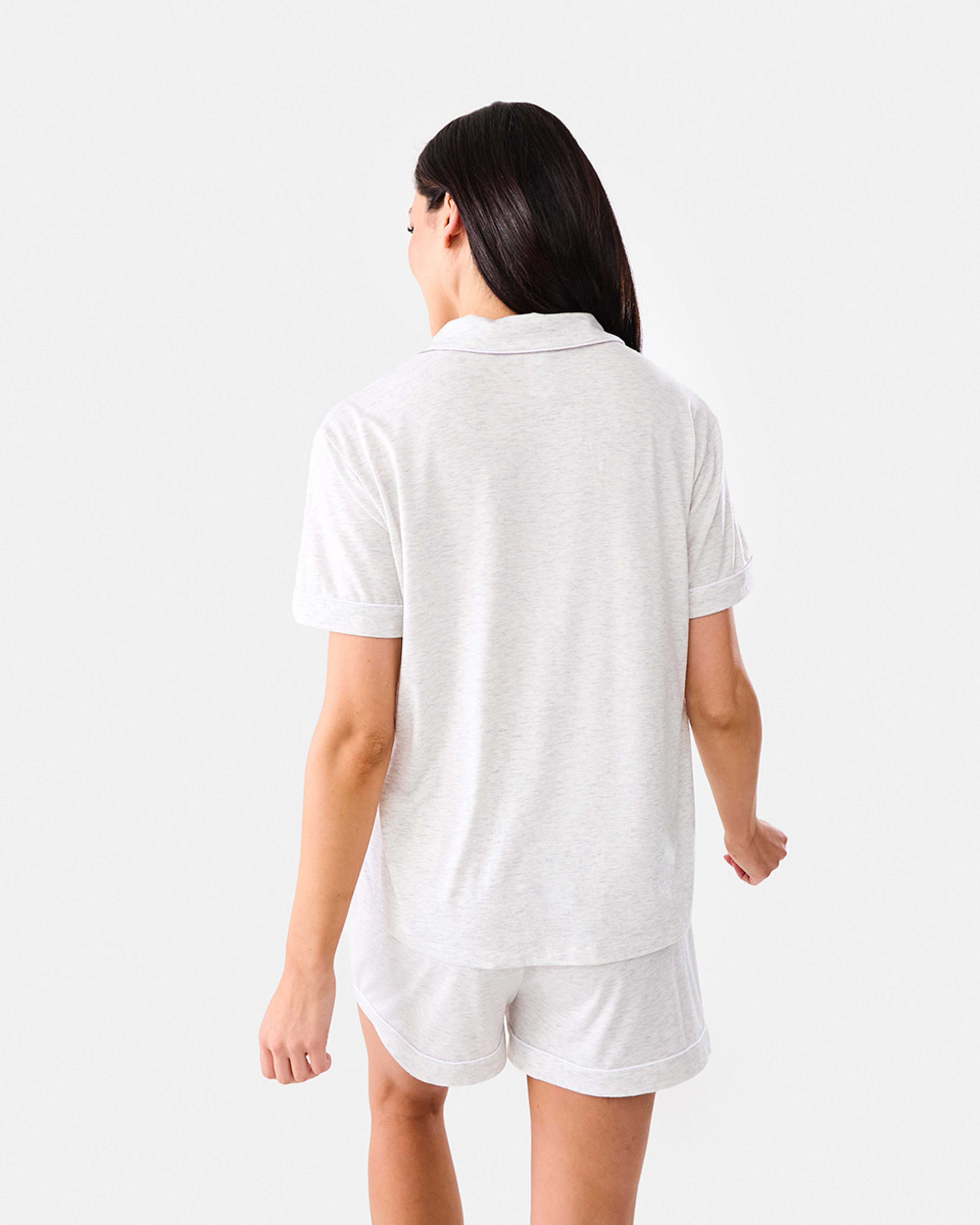 3 Short Sleeve Top and Shorts Comfort Pyjama Set SILVER MARLE, 3 of 8