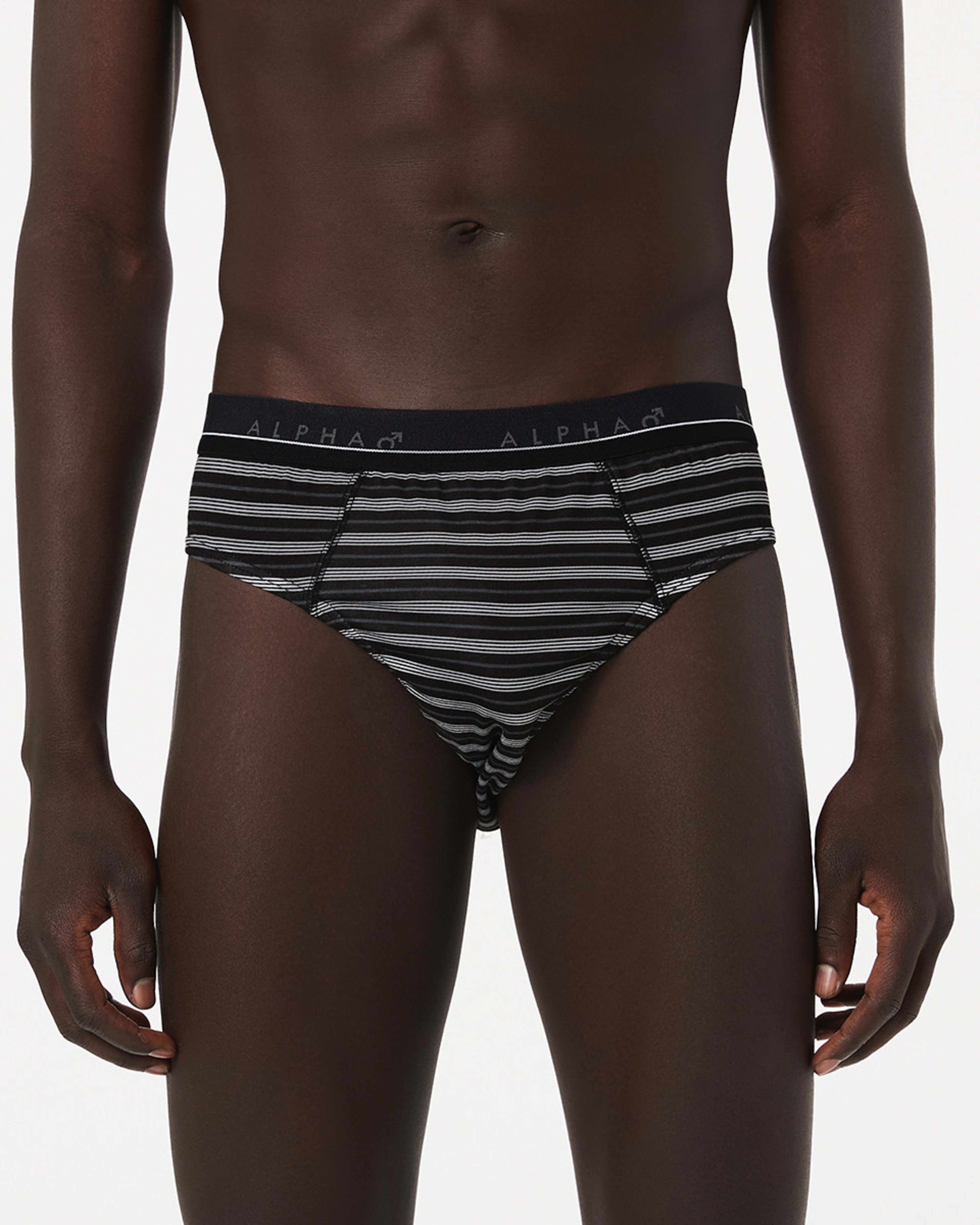 2 5 Pack Alpha Attached Elastic Hipster Briefs Blkgrystrp, 2 of 10