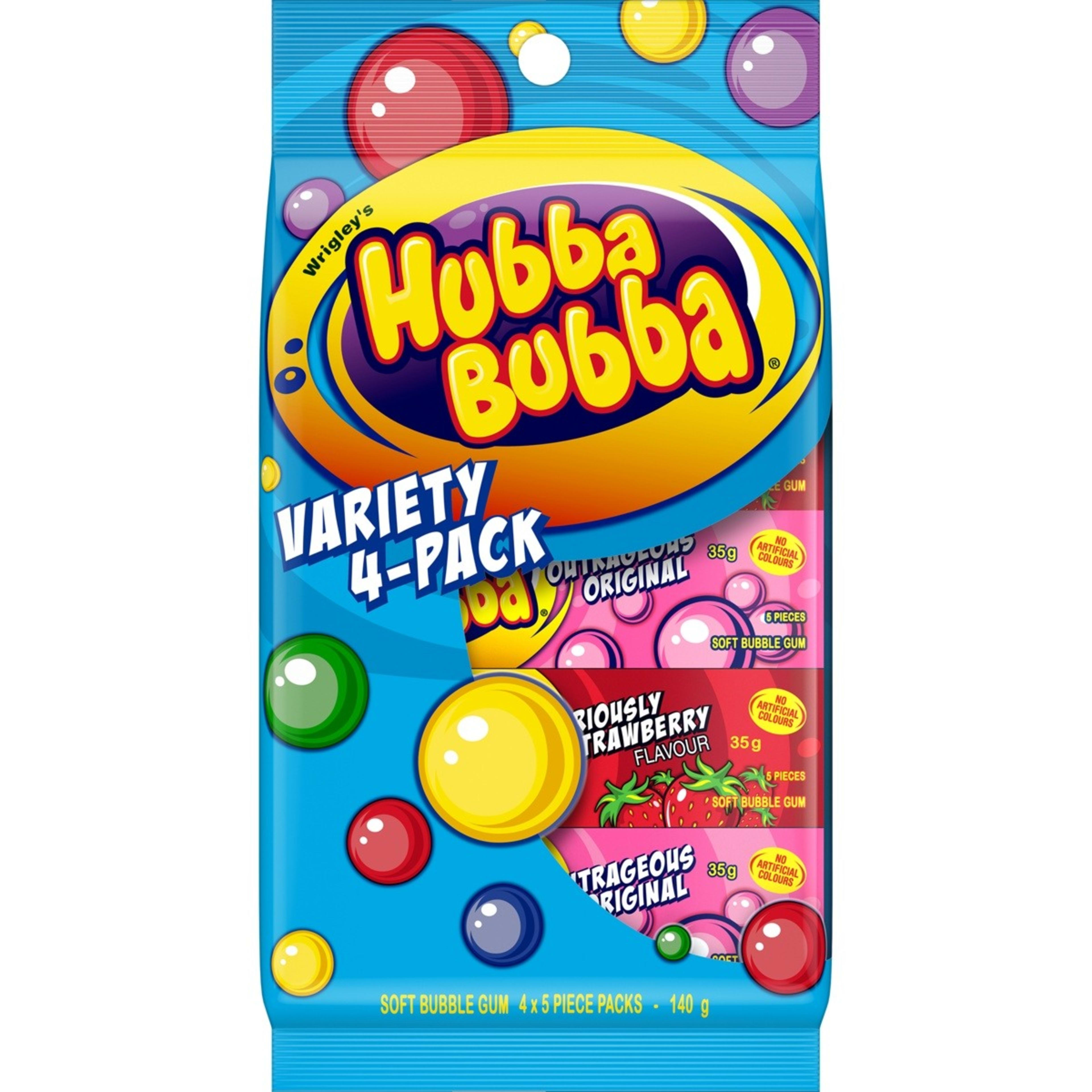 1 4 Pack Wrigley's Hubba Bubba Variety Soft Bubble Gum 140g, 1 of 3