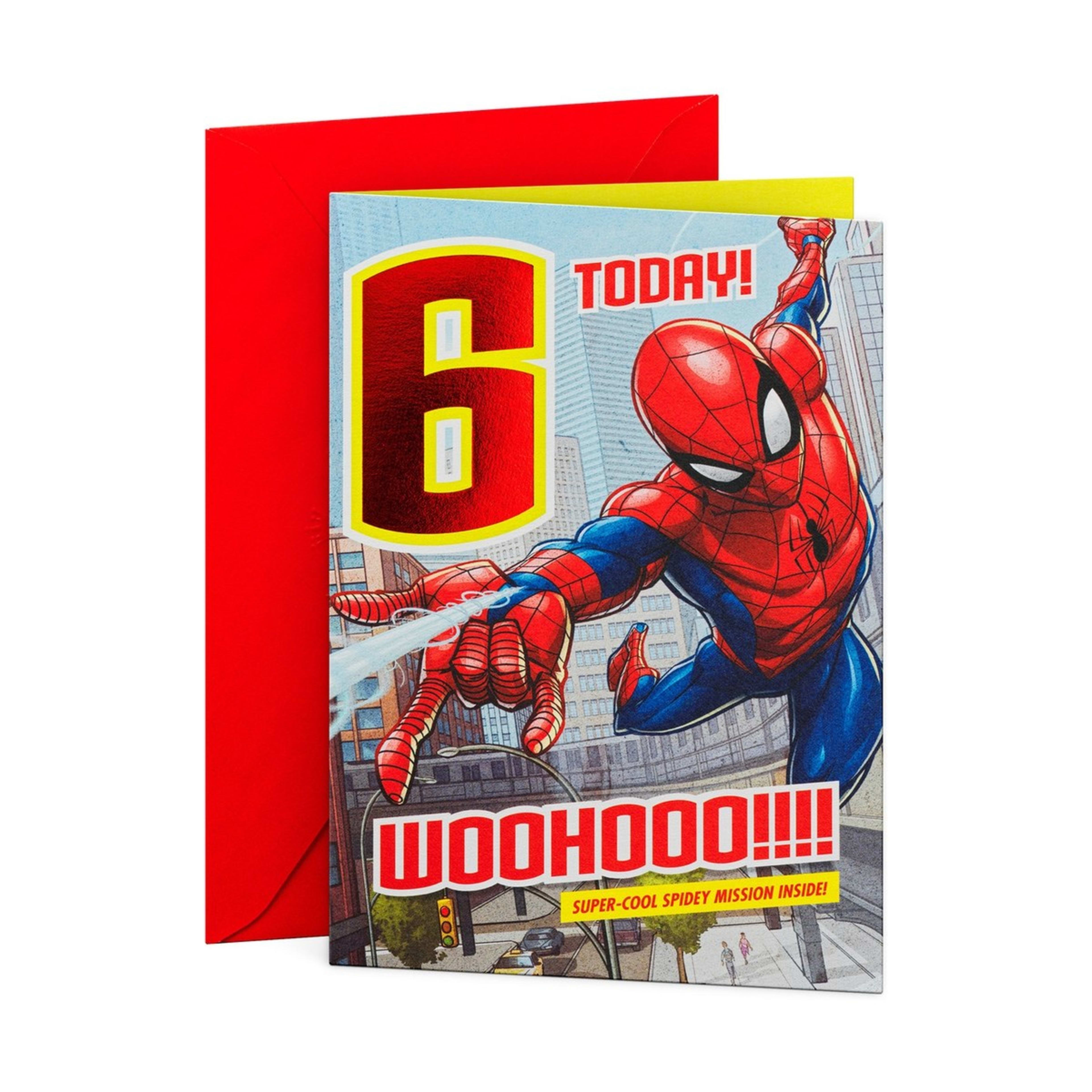 1 Hallmark Marvel Spiderman Birthday Card - Age 6