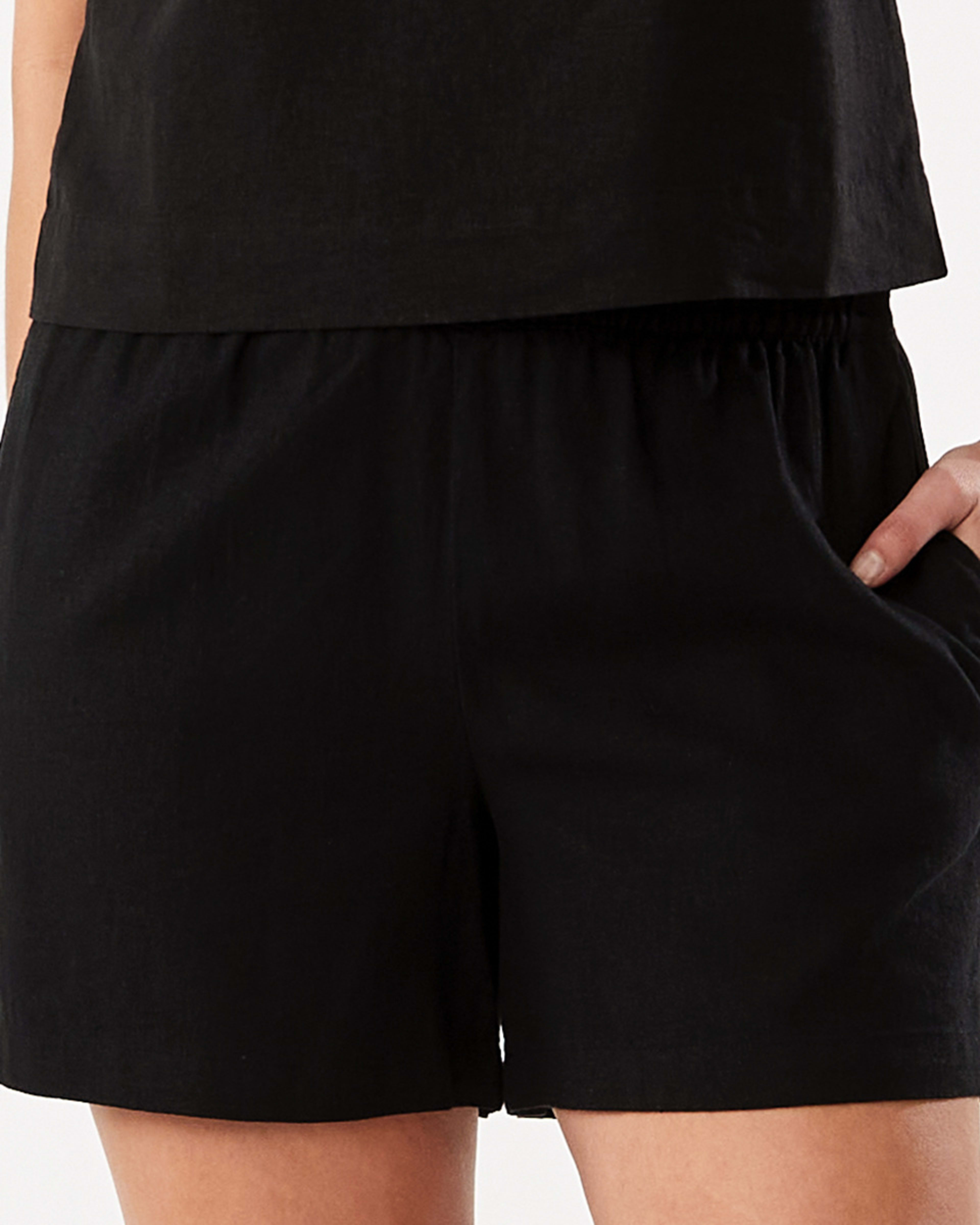 Linen Blend Pull On Shorts Kmart