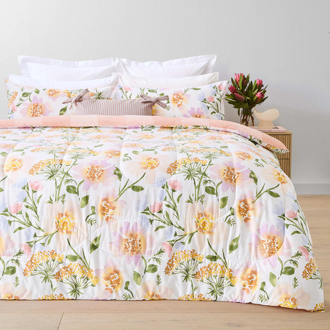 Belle Cotton Rich Reversible Comforter Set Queen Bed Kmart