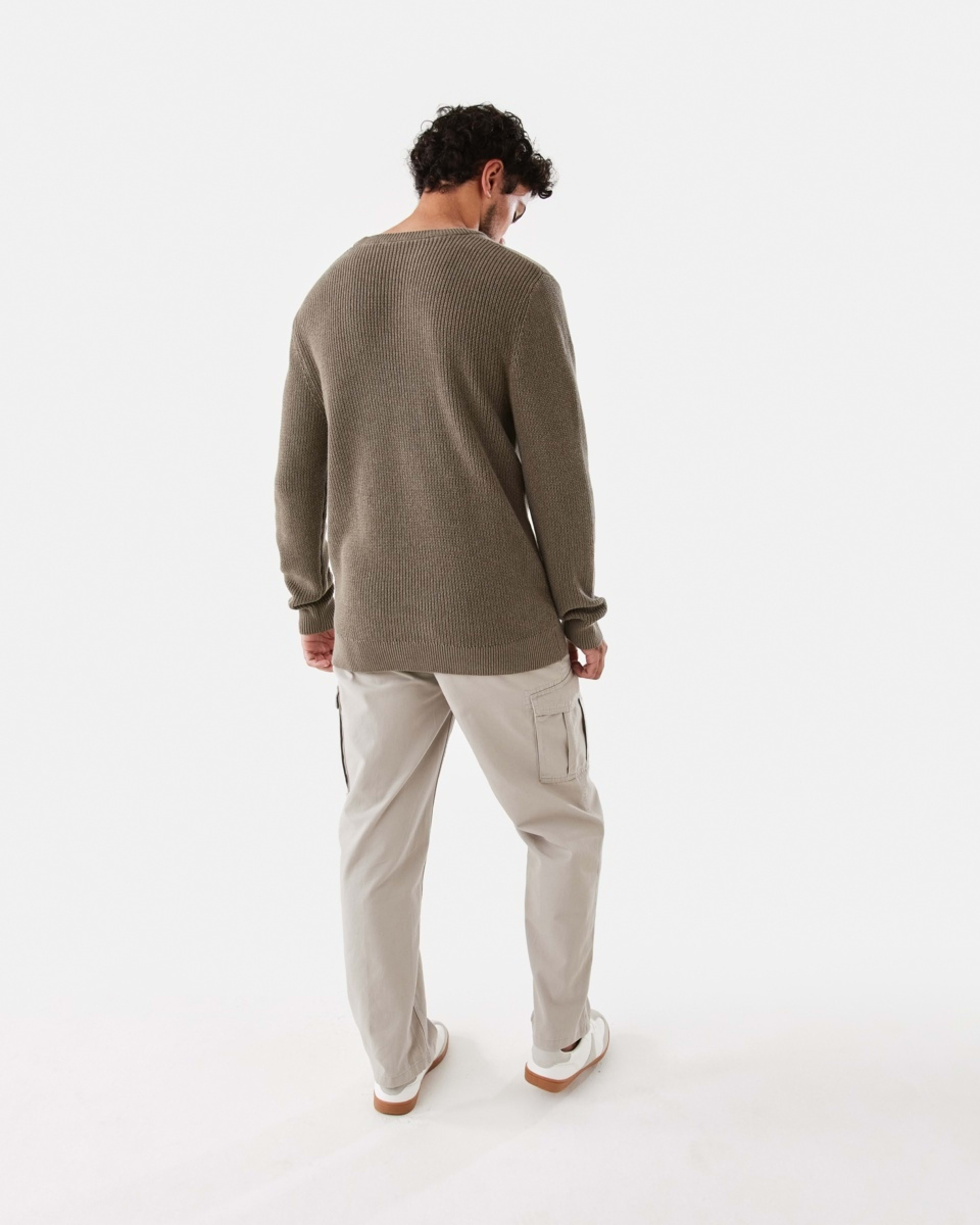 4 Textured Crew Knit Jumper Brn Eagle, 4 of 6