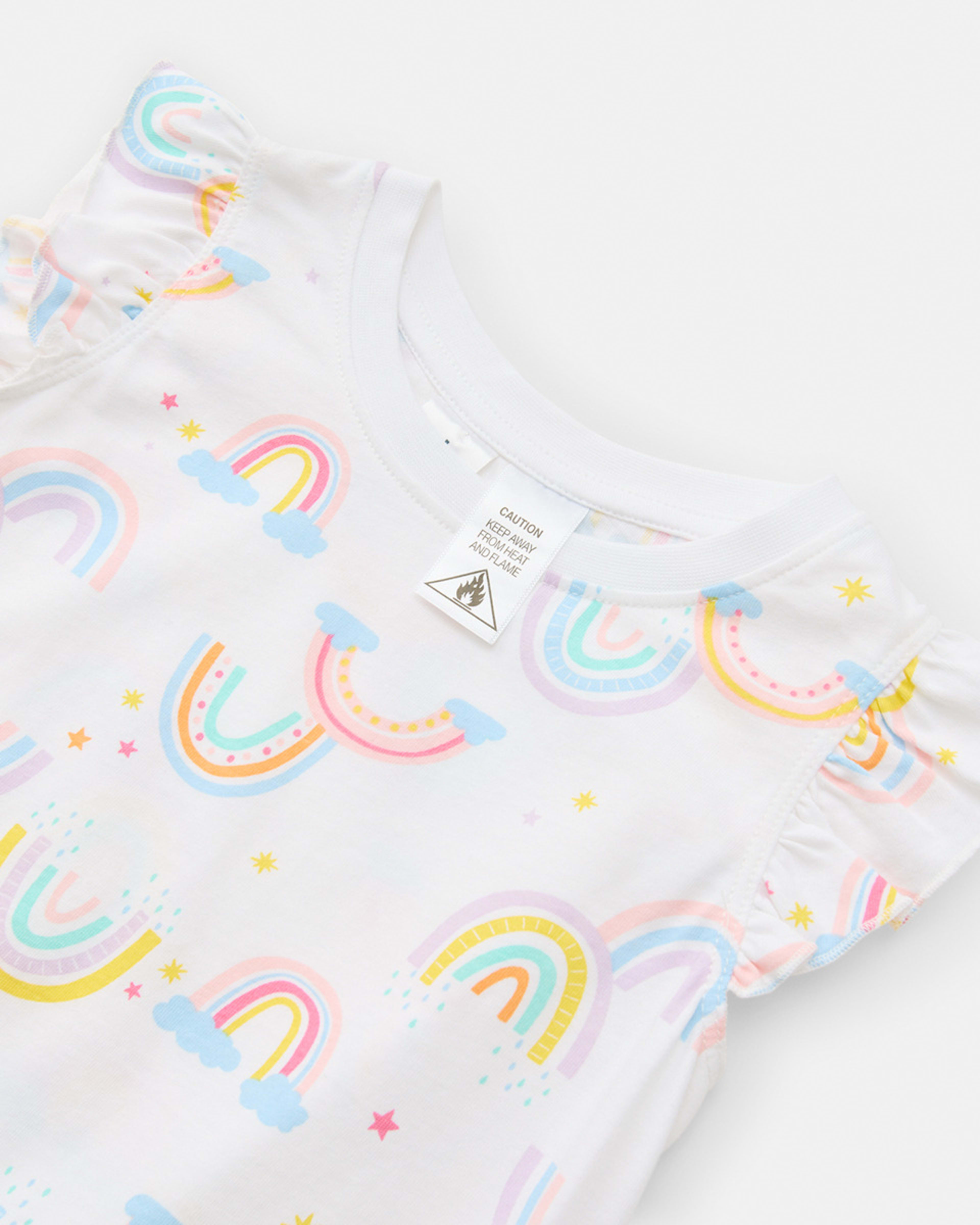 9 Short Sleeve Jersey Knit Pyjama Set Rainbowwte, 9 of 10