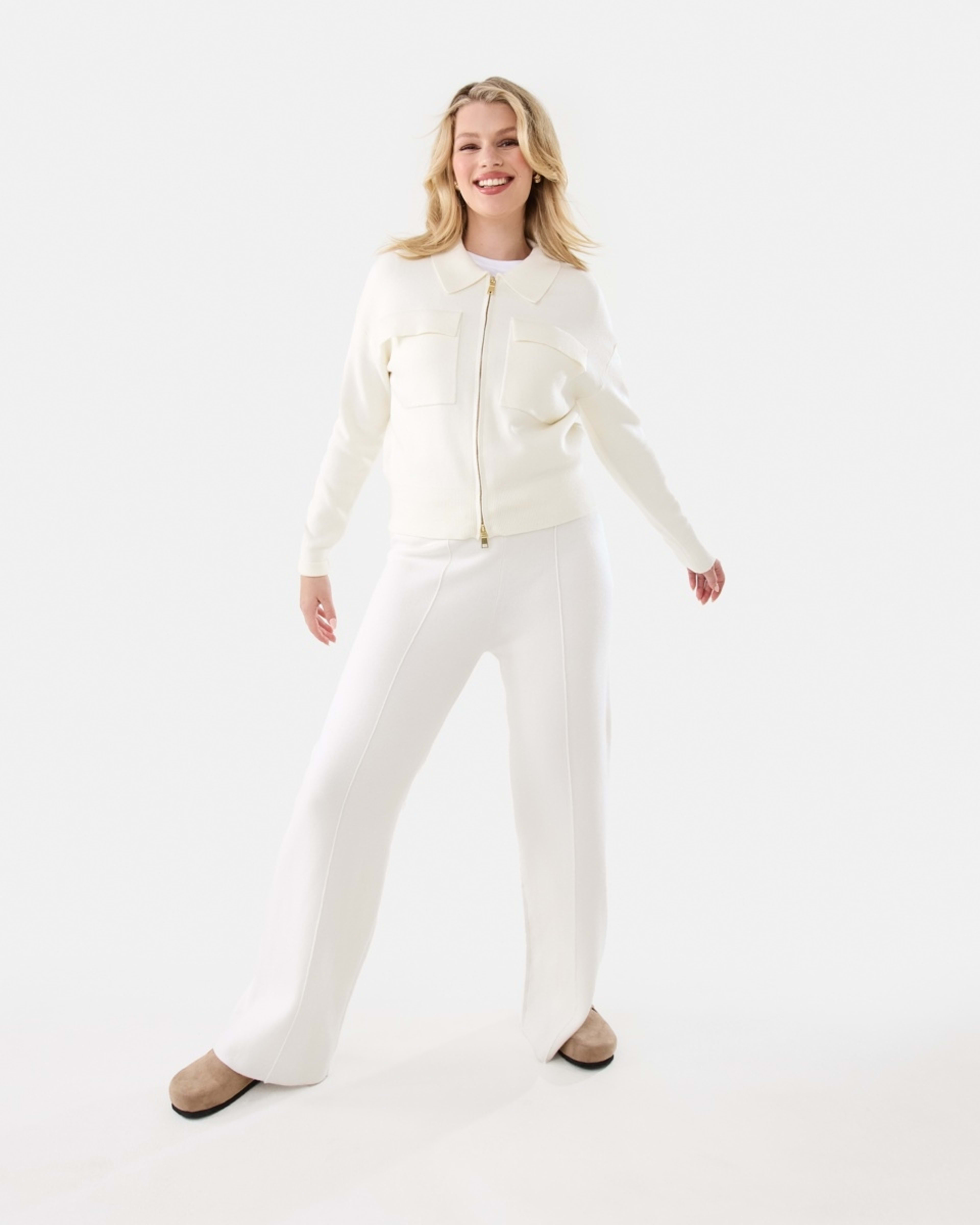 2 Seam Front True Knit Pants Ecru, 2 of 10