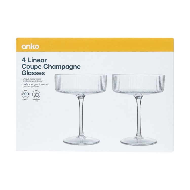4 Linear Coupe Champagne Glasses Kmart