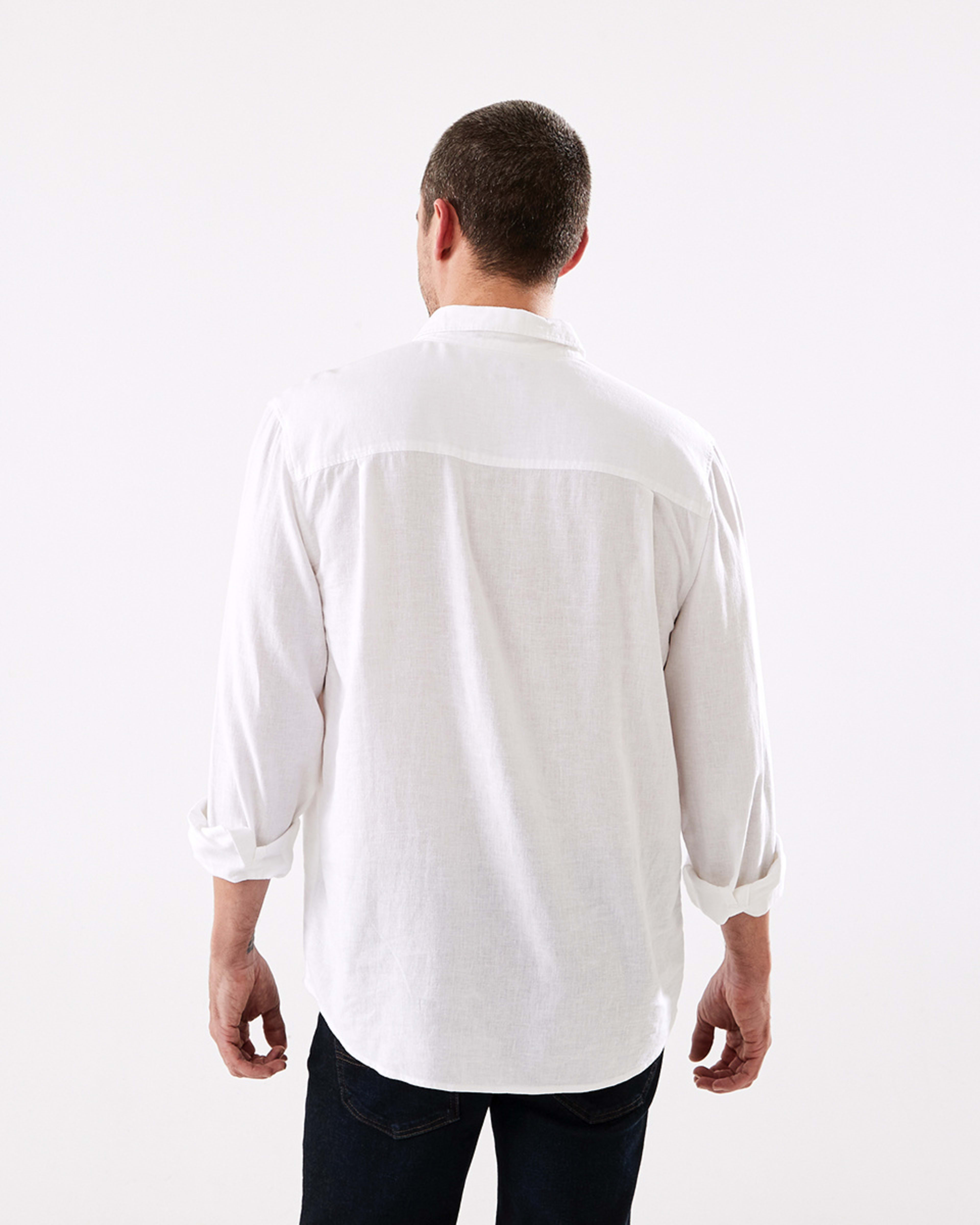 Long Sleeve Solid Linen Blend Shirt Kmart