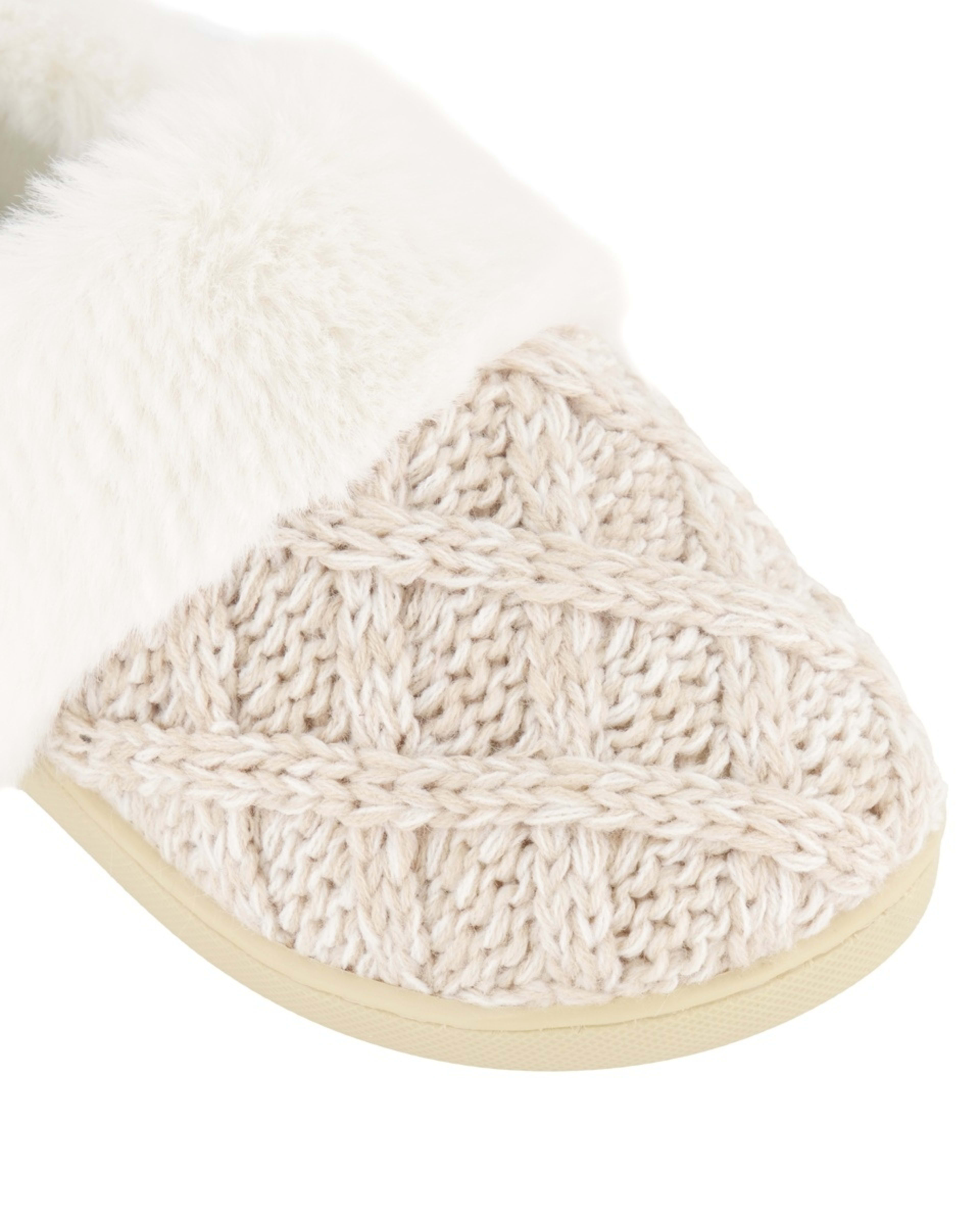 3 Elevated Midi Faux Fur Slippers Oatmeal, 3 of 3