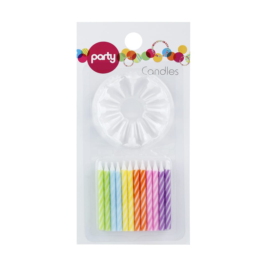 24 Pack Striped Candles Kmart