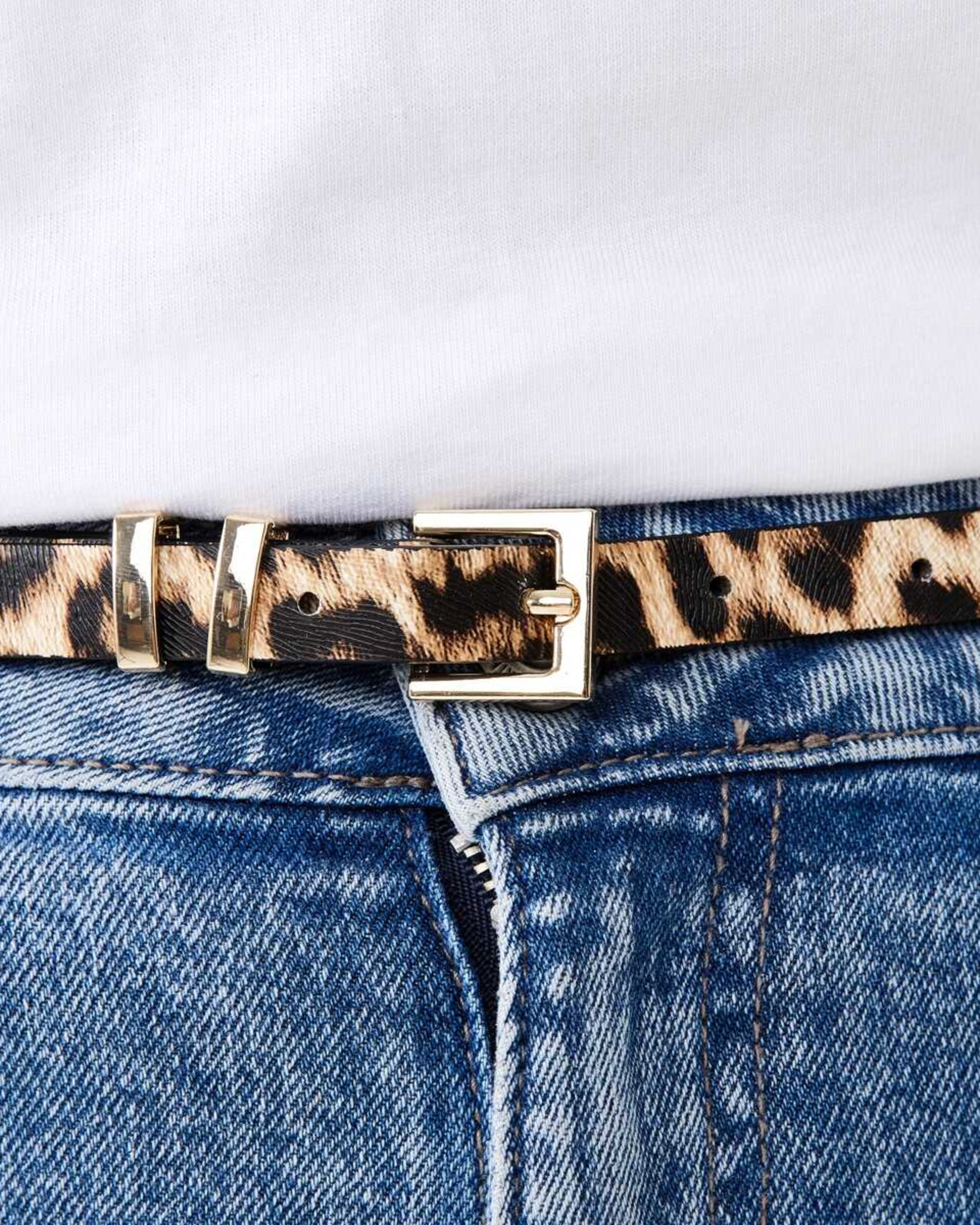4 2 Pack Skinny Belts LEOPARD BEIGE, 4 of 6