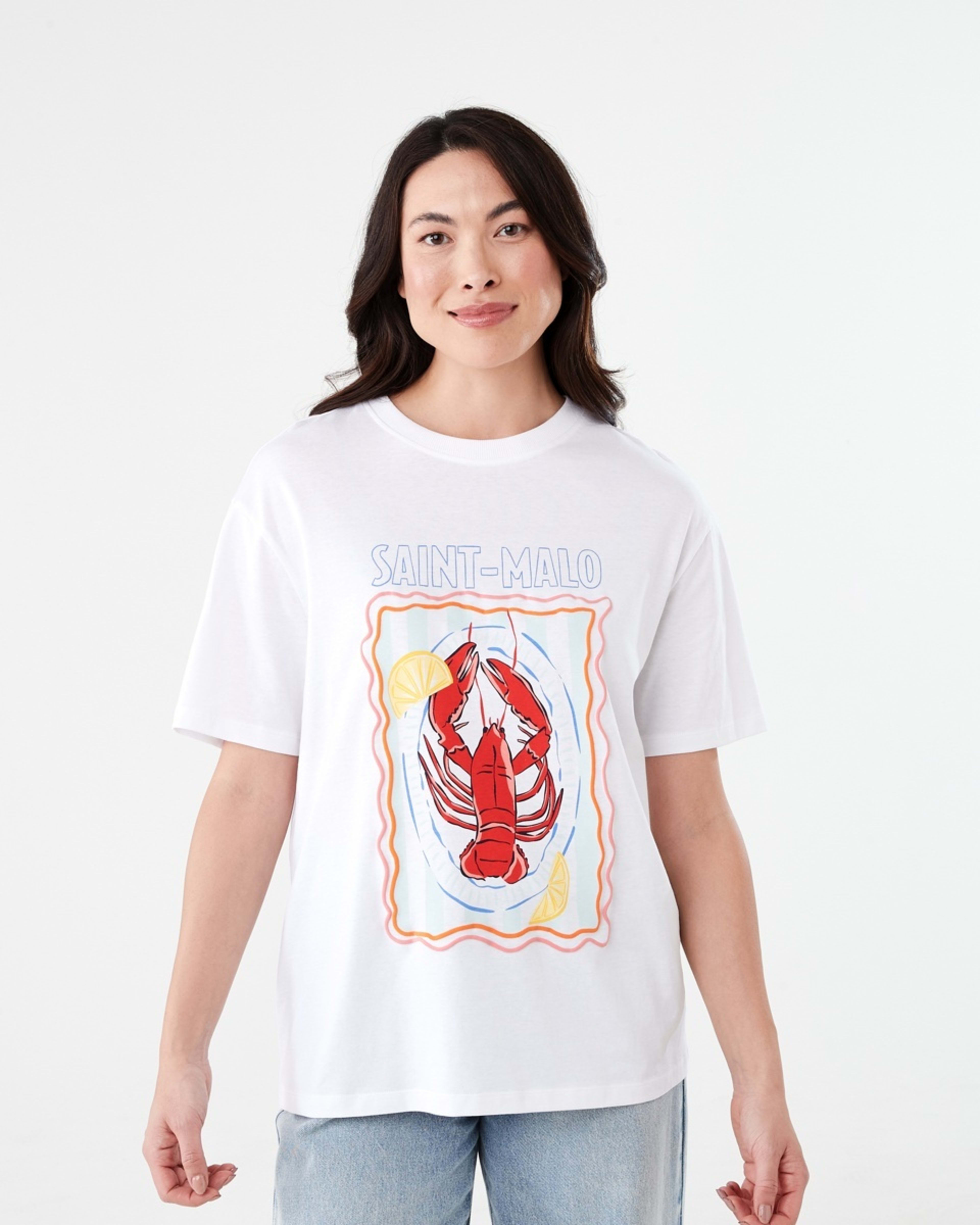 1 Short Sleeve Oversized Boyfriend T-shirt SAINT MALO WHITE