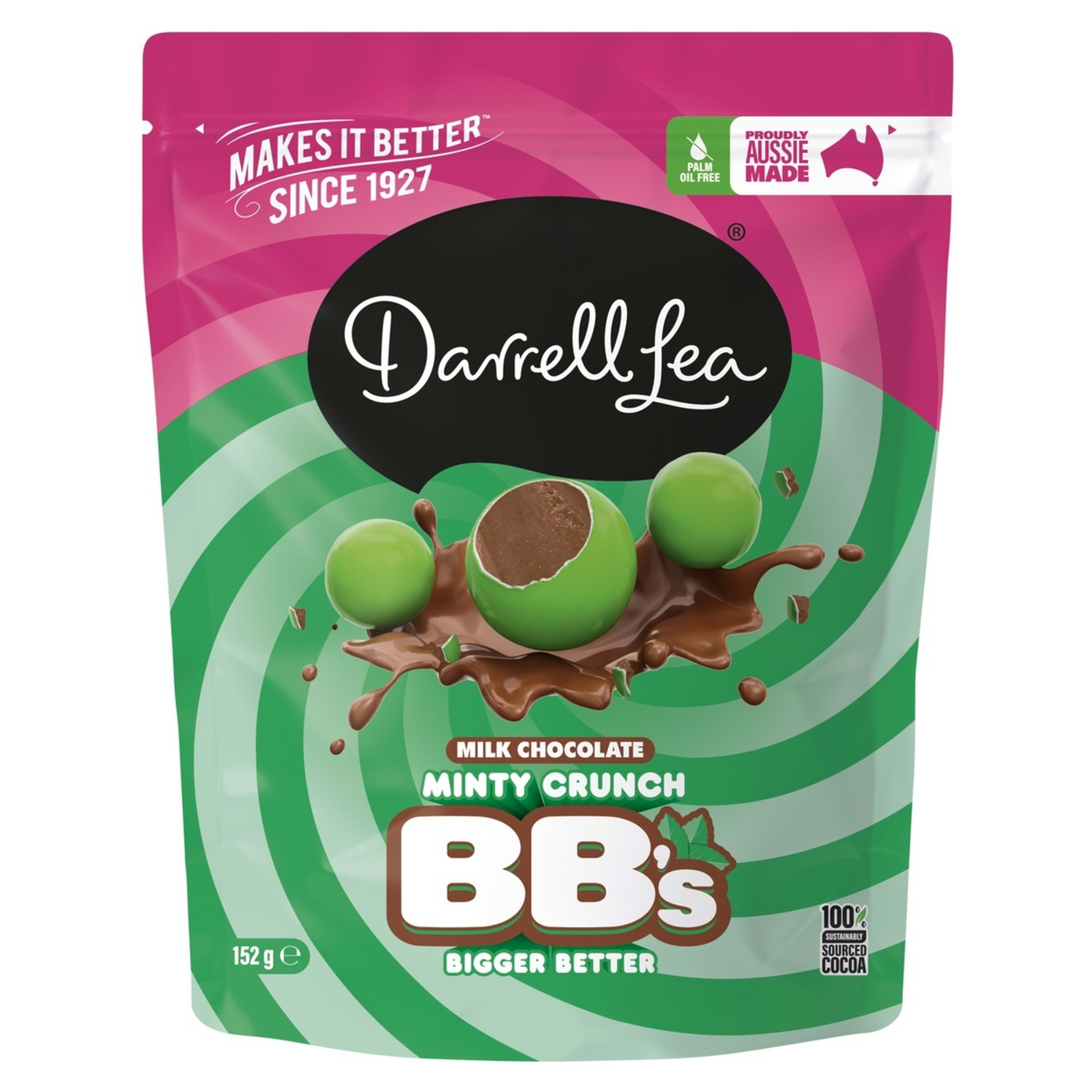 1 Darrell Lea Milk Chocolate Minty Crunch BB's 152g