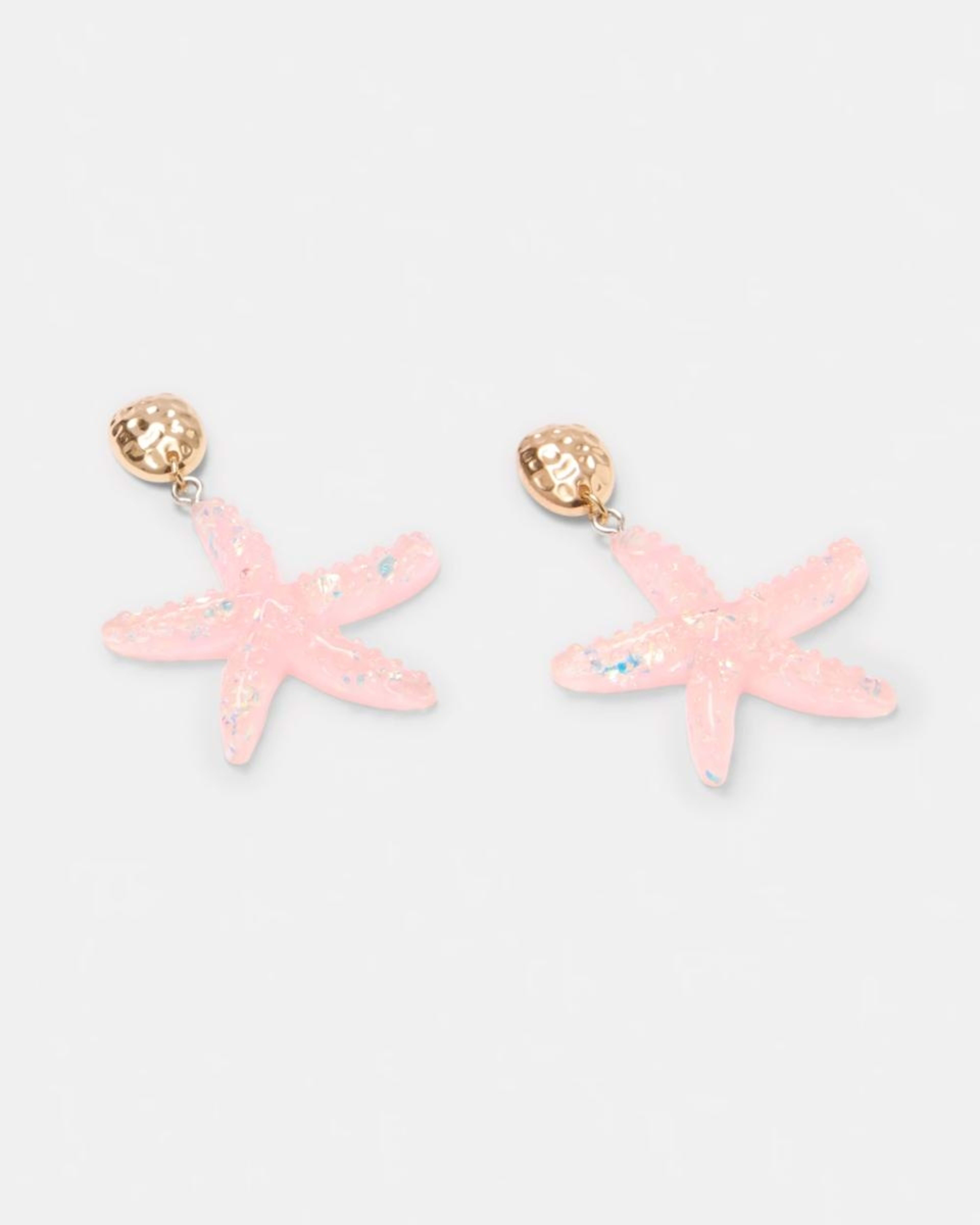 2 Starfish Drop Earrings - Pink and Gold Tone Gold, 2 of 5