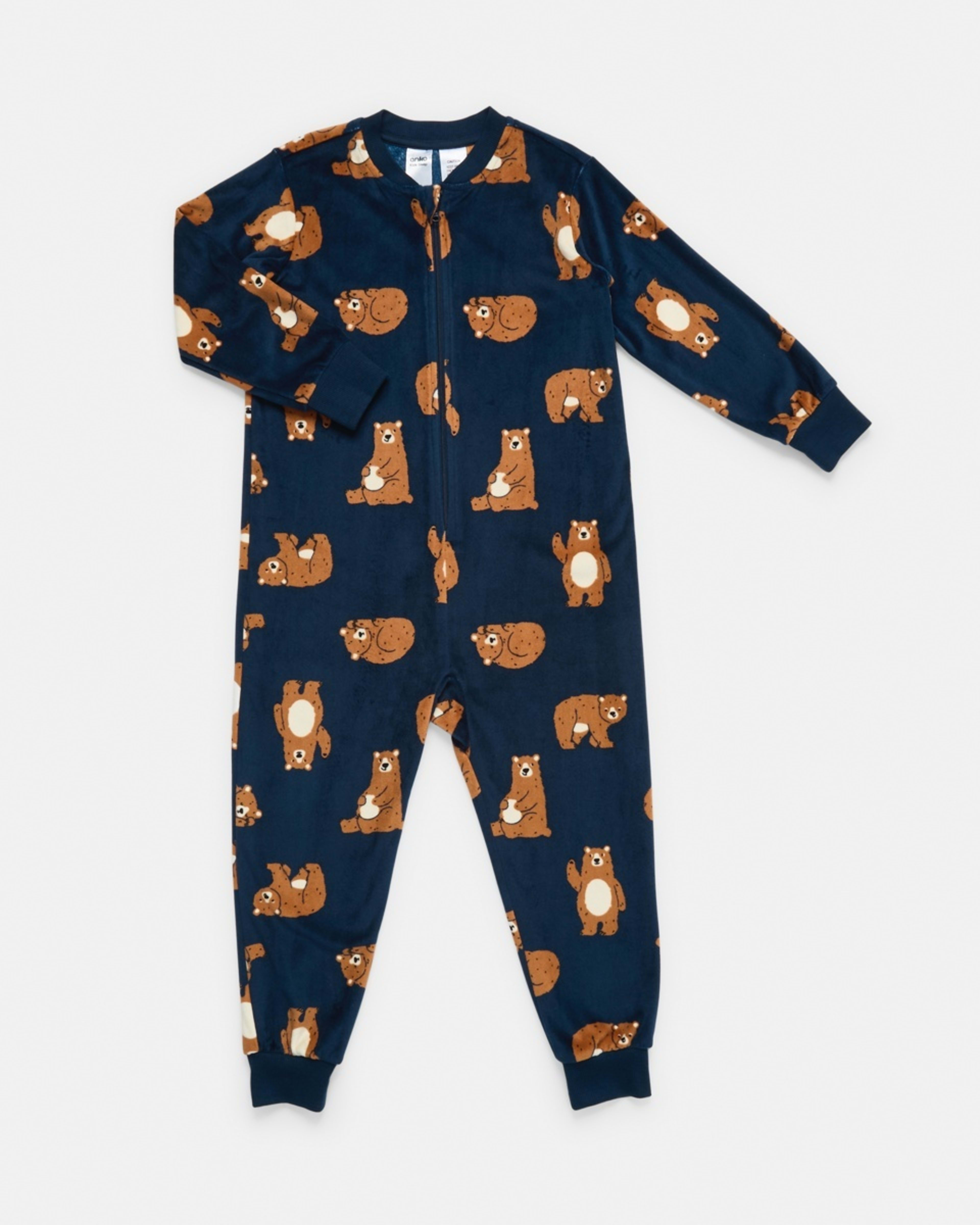 6 Fleece All-In-One Sleepsuit Navy Dino Linework, 6 of 9