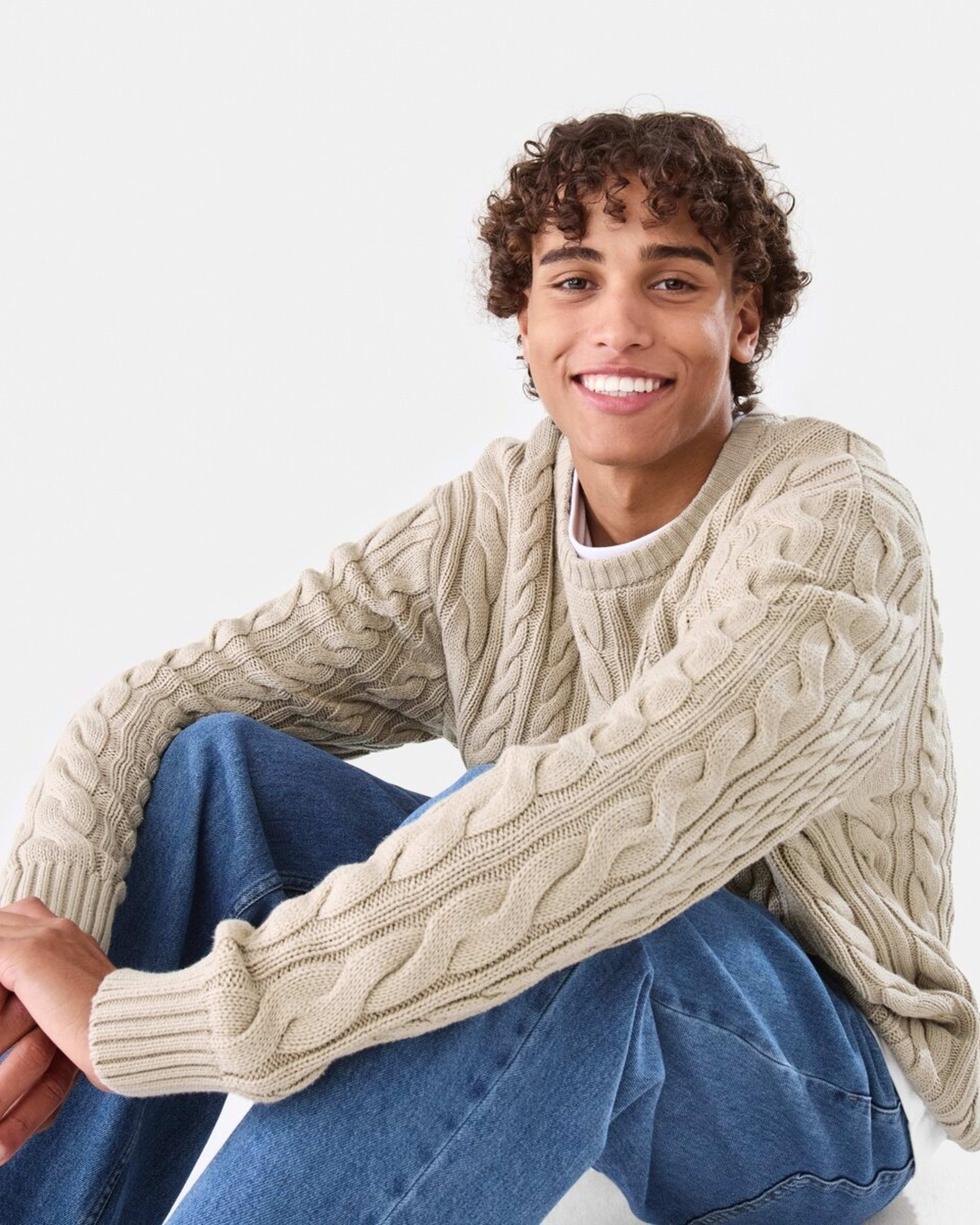 7 Cable Knit Jumper Bge String, 7 of 9