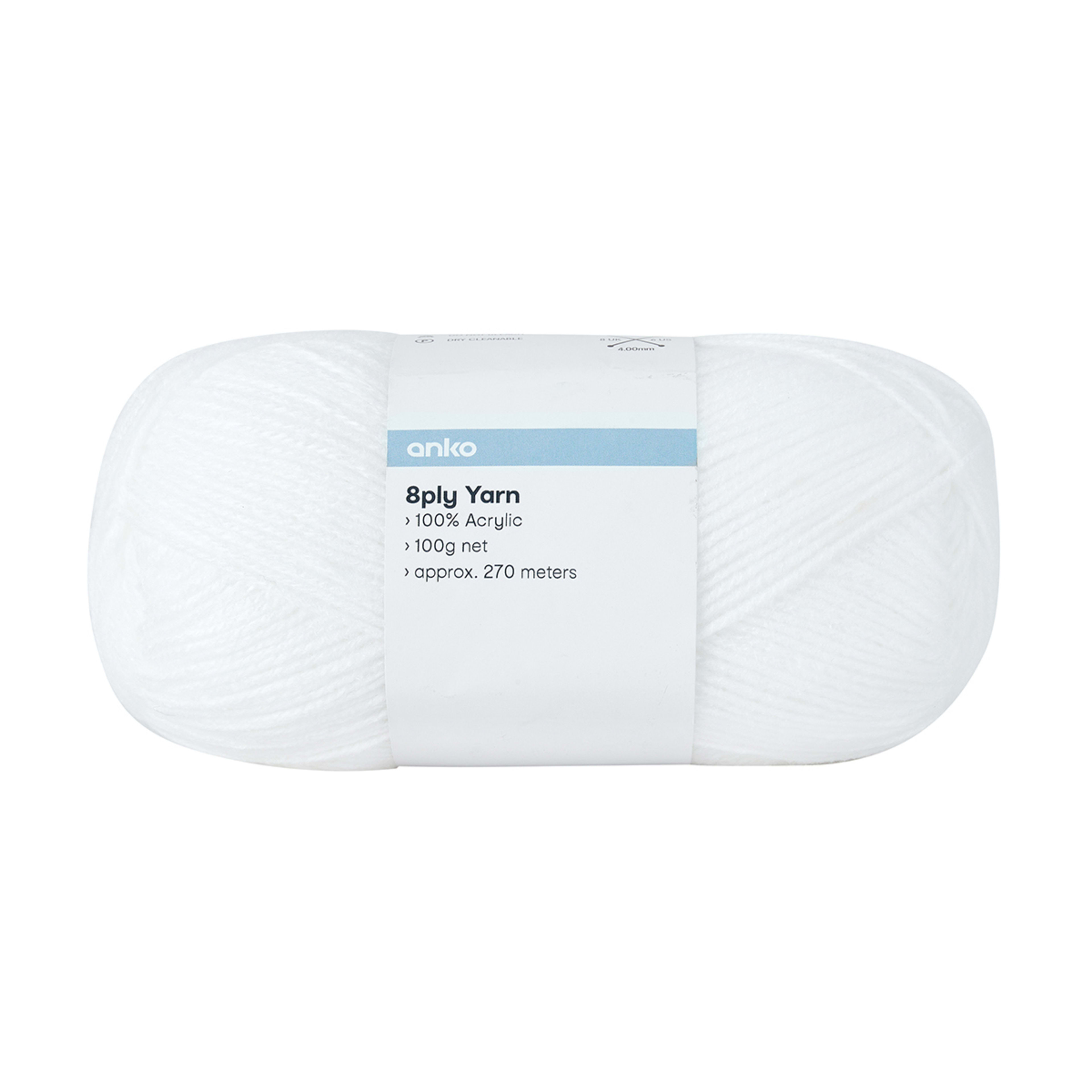 1 8 Ply Classic Acrylic Yarn - White