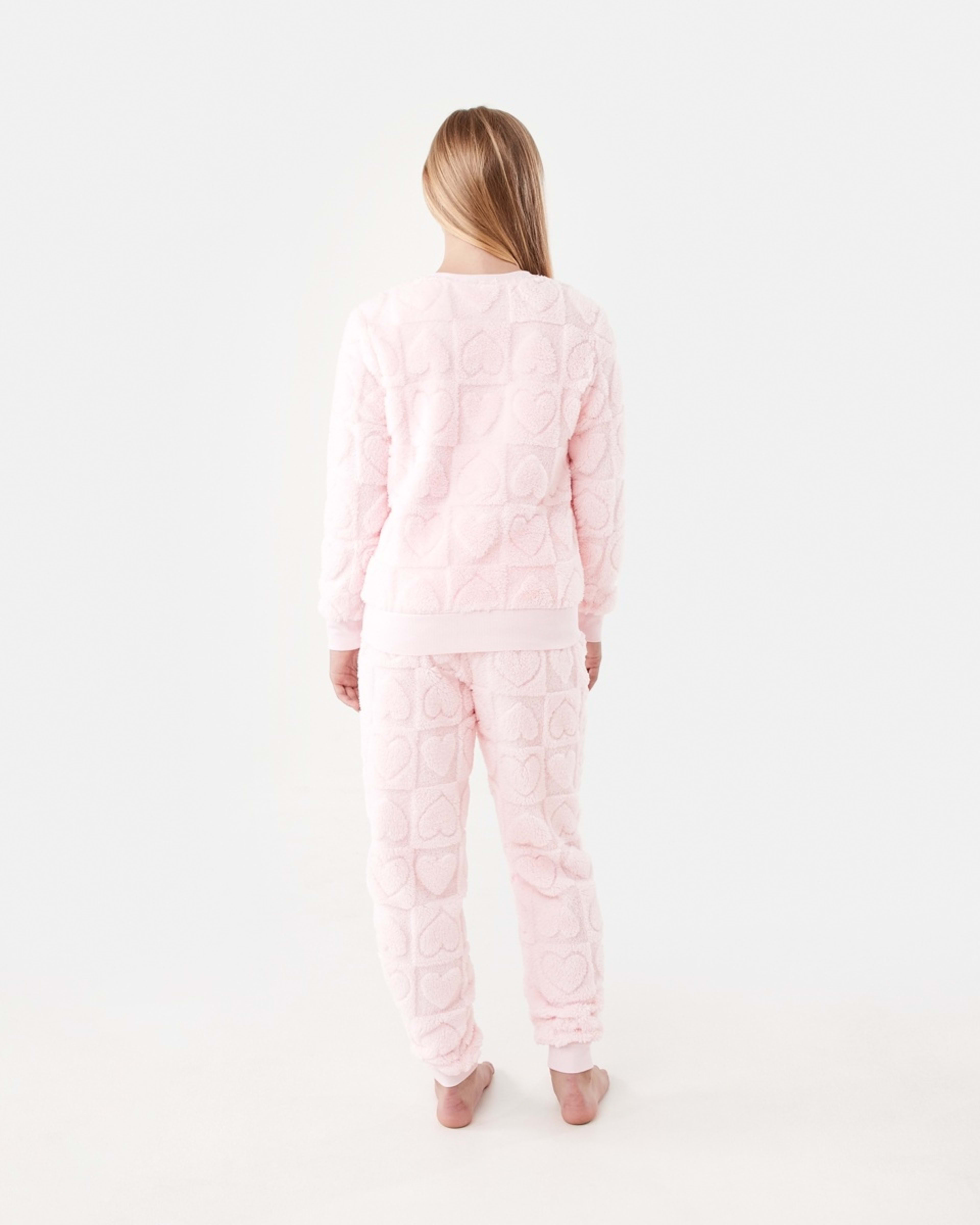 2 Fluffy Pyjama Set Pink Hearts, 2 of 8