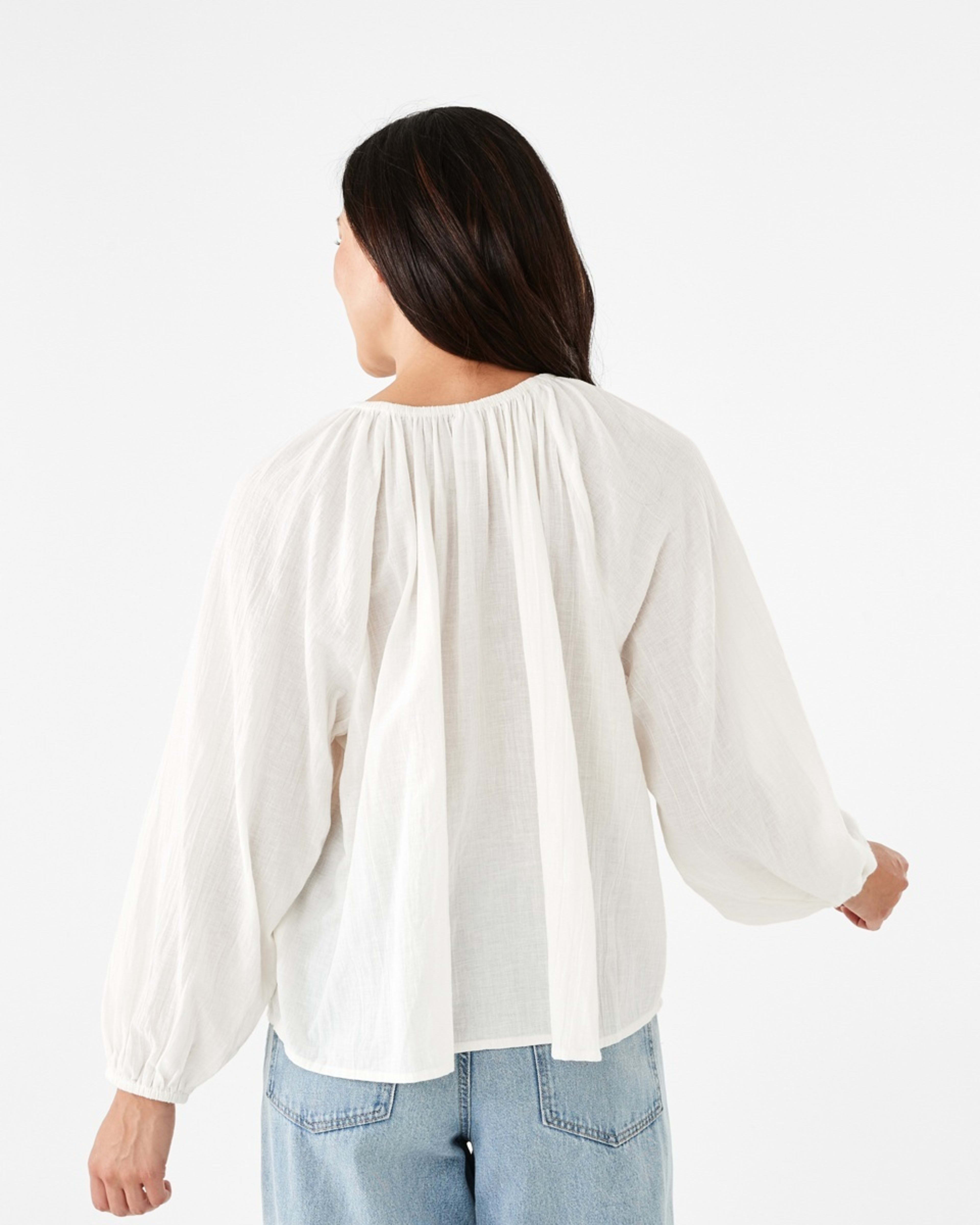 3 Long Sleeve Peasant Tie Top Ecru, 3 of 7