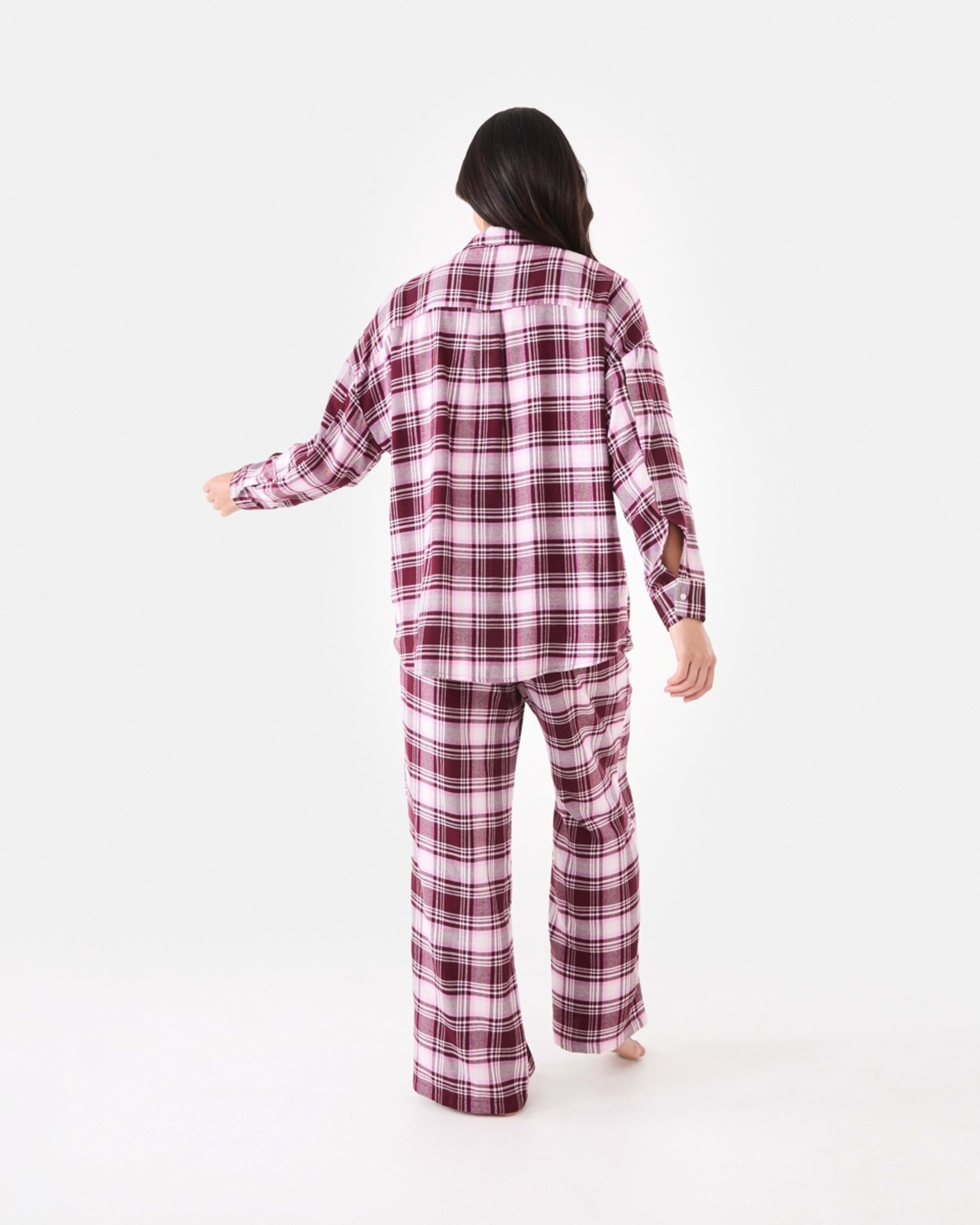3 Relaxed Boyfriend Flannel Pyjama Set Burg Chk, 3 of 7