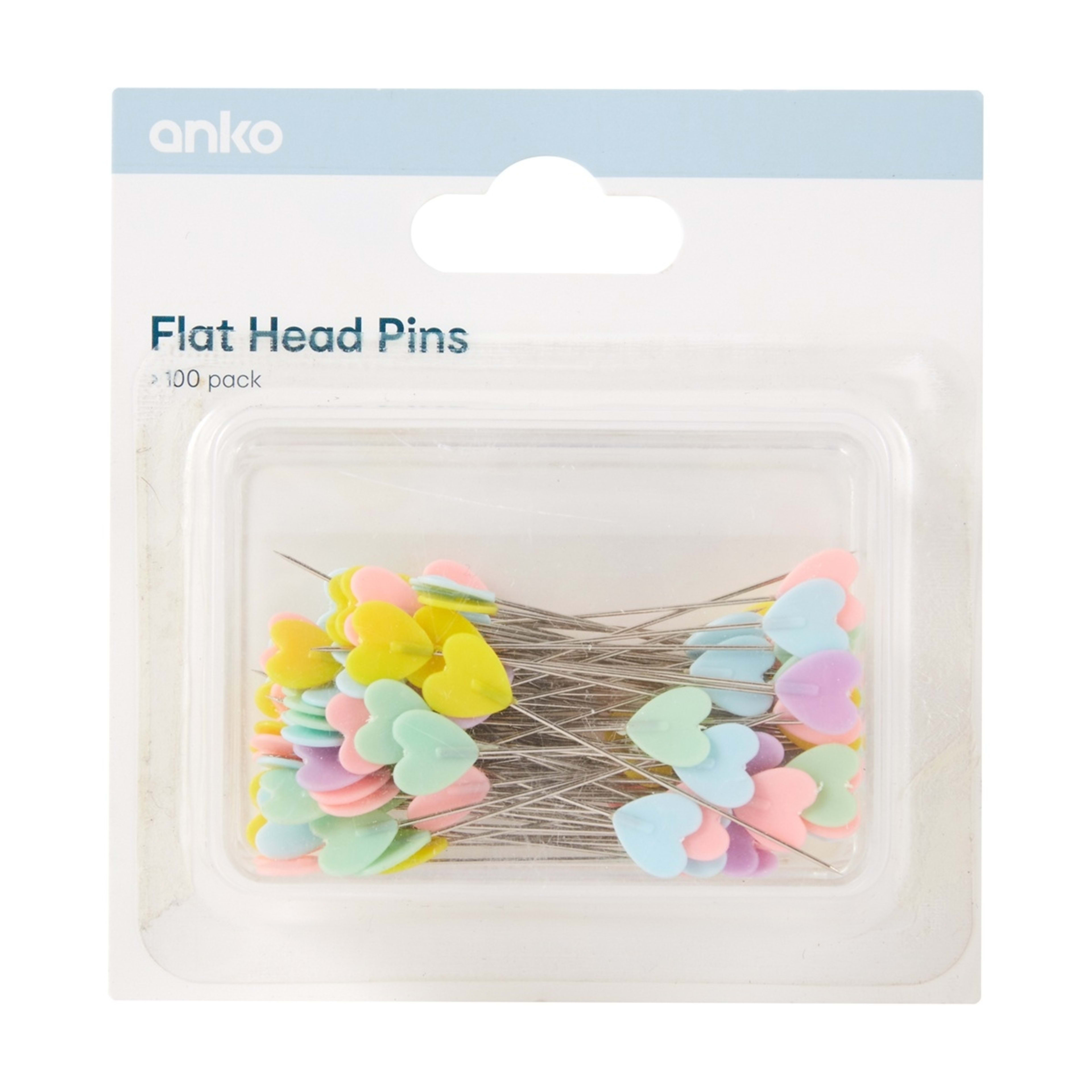 1 100 Pack Flat Head Pins - Heart