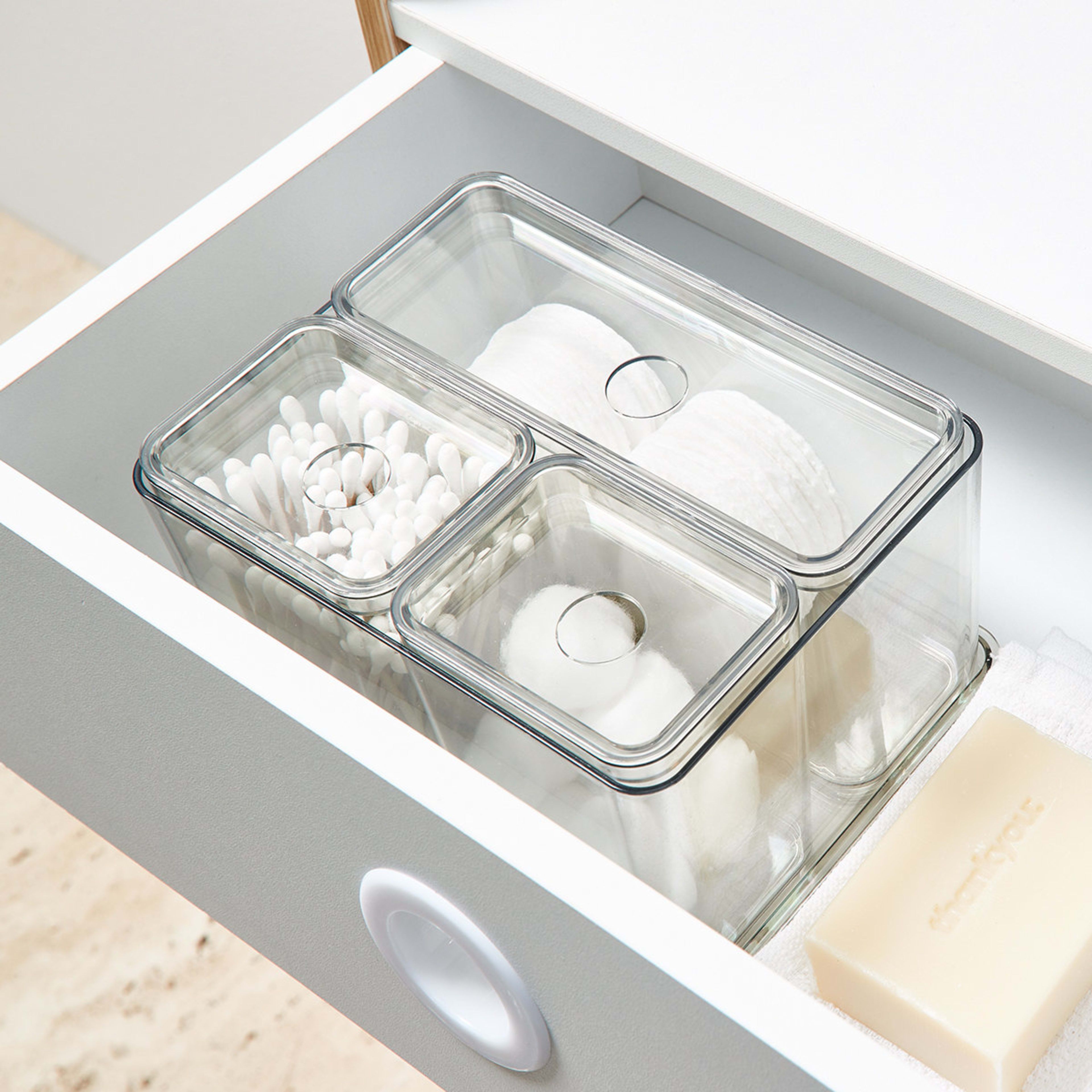 2 Set of 4 Clear Organisers with Lids, 2 of 10