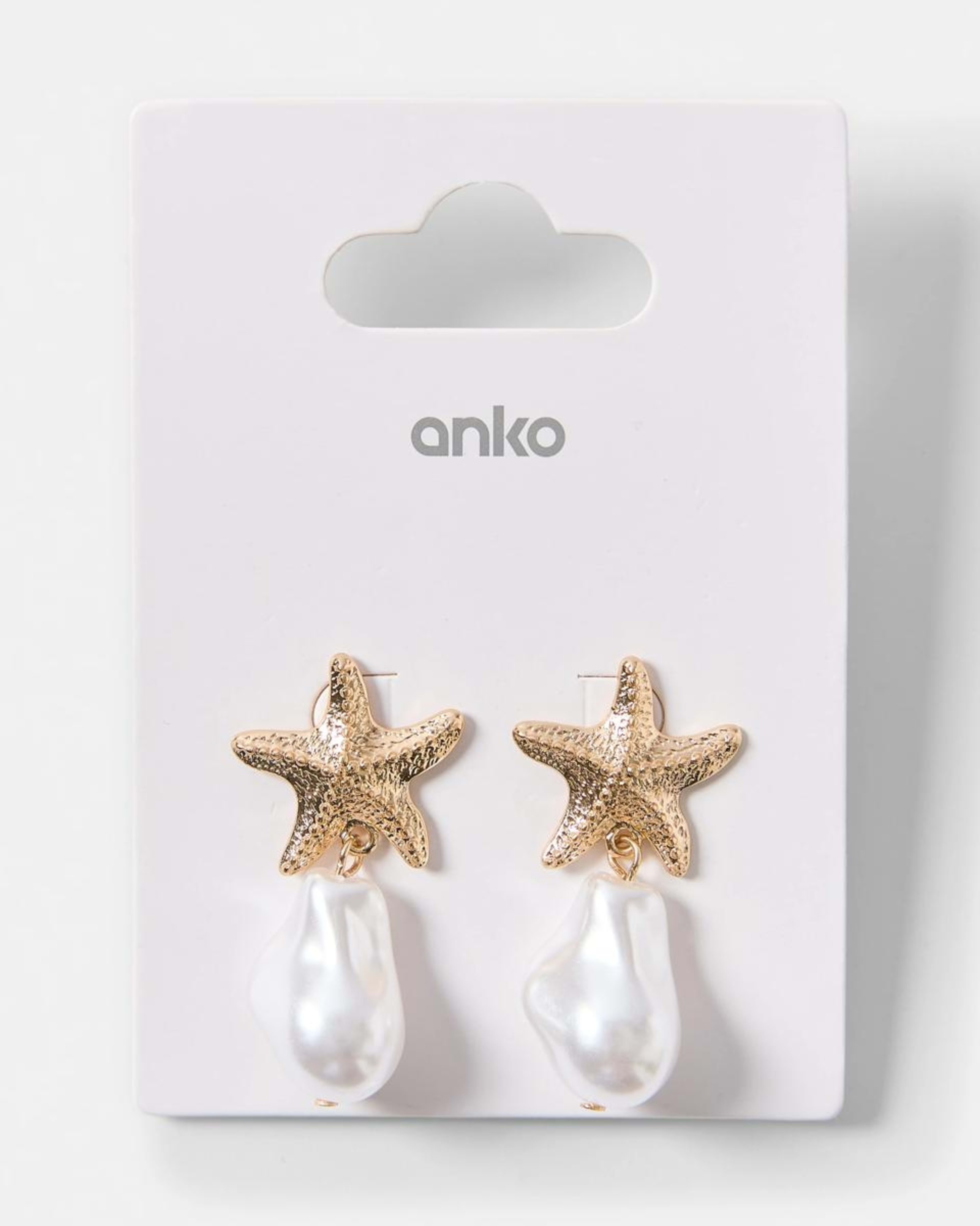 6 Starfish Faux Pearl Drop Earrings - Gold Tone GOLD METAL, 6 of 6