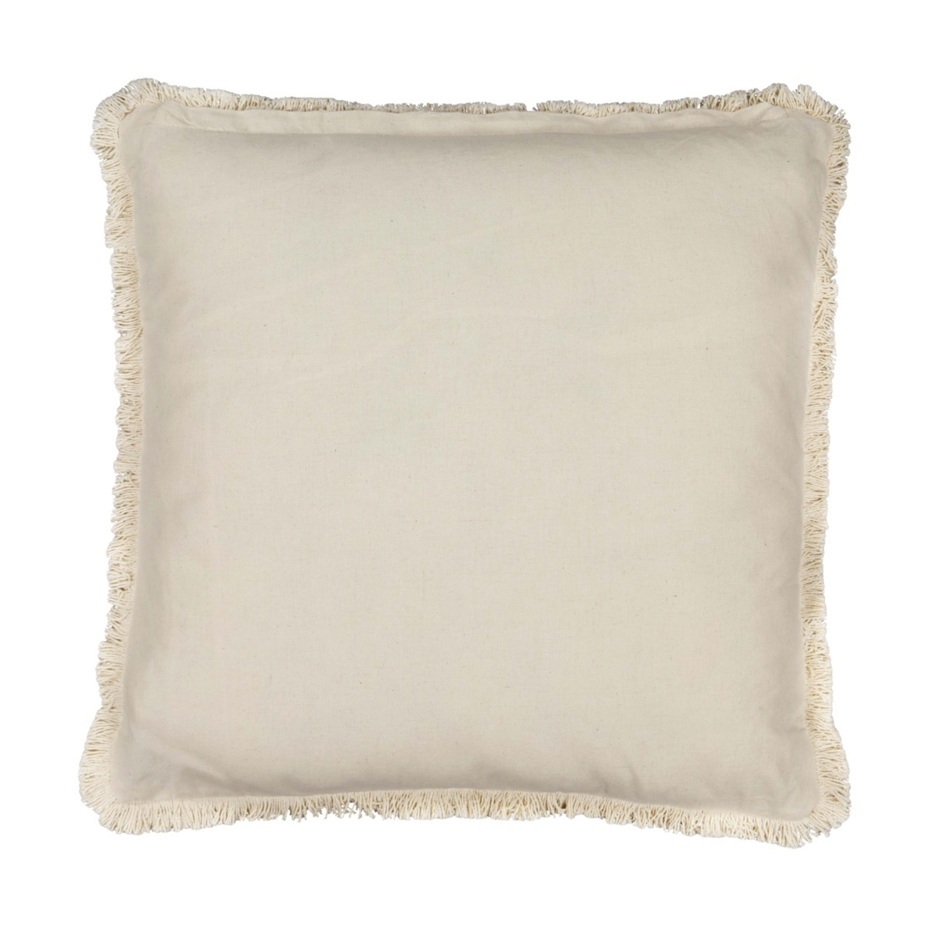 3 60cm Woven Fringe Cushion - White, 3 of 5