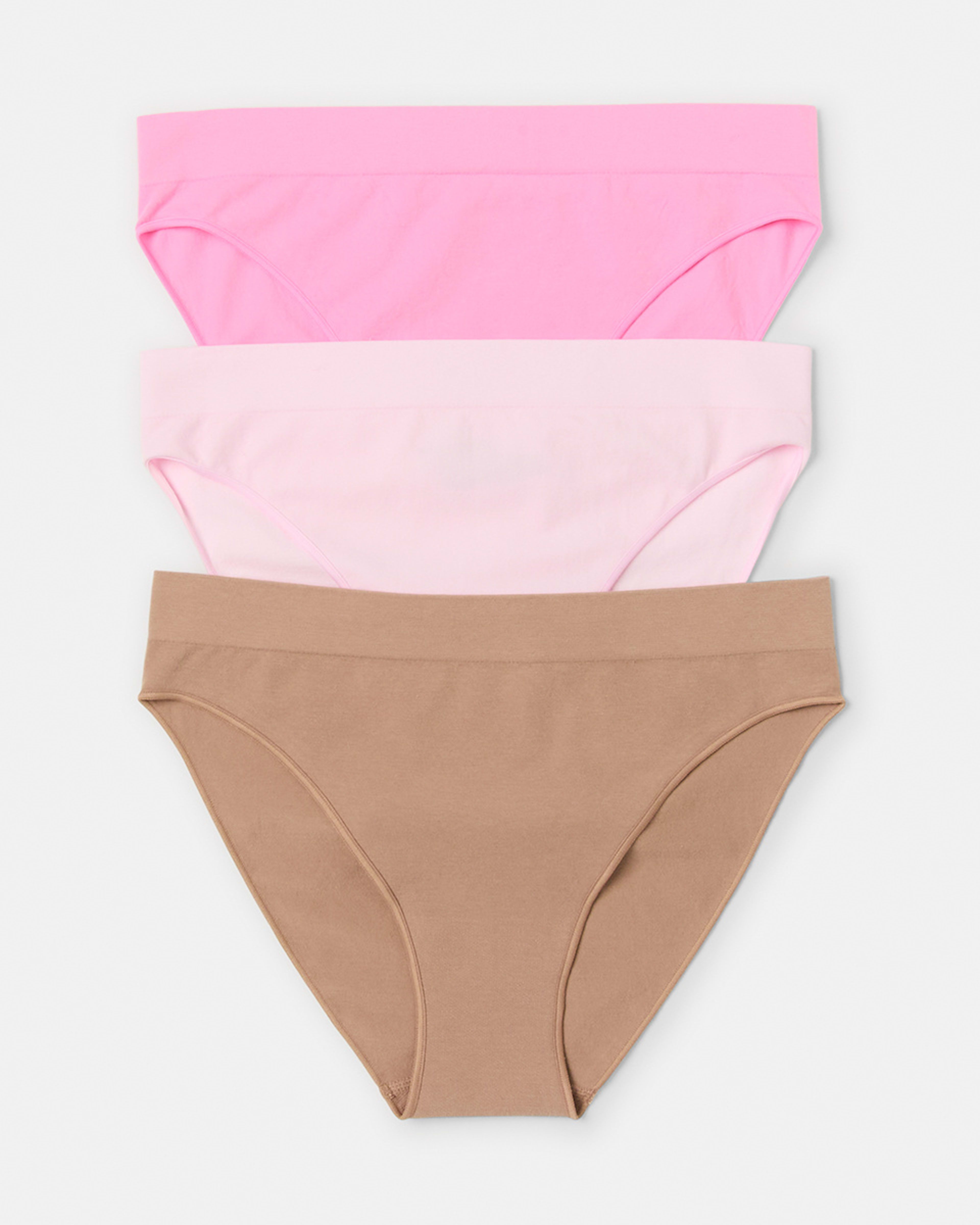 1 3 Pack Seamfree Cotton Bikini Briefs BALLERINA, SACHET PINK, SOFT CLAY, 1 of 8