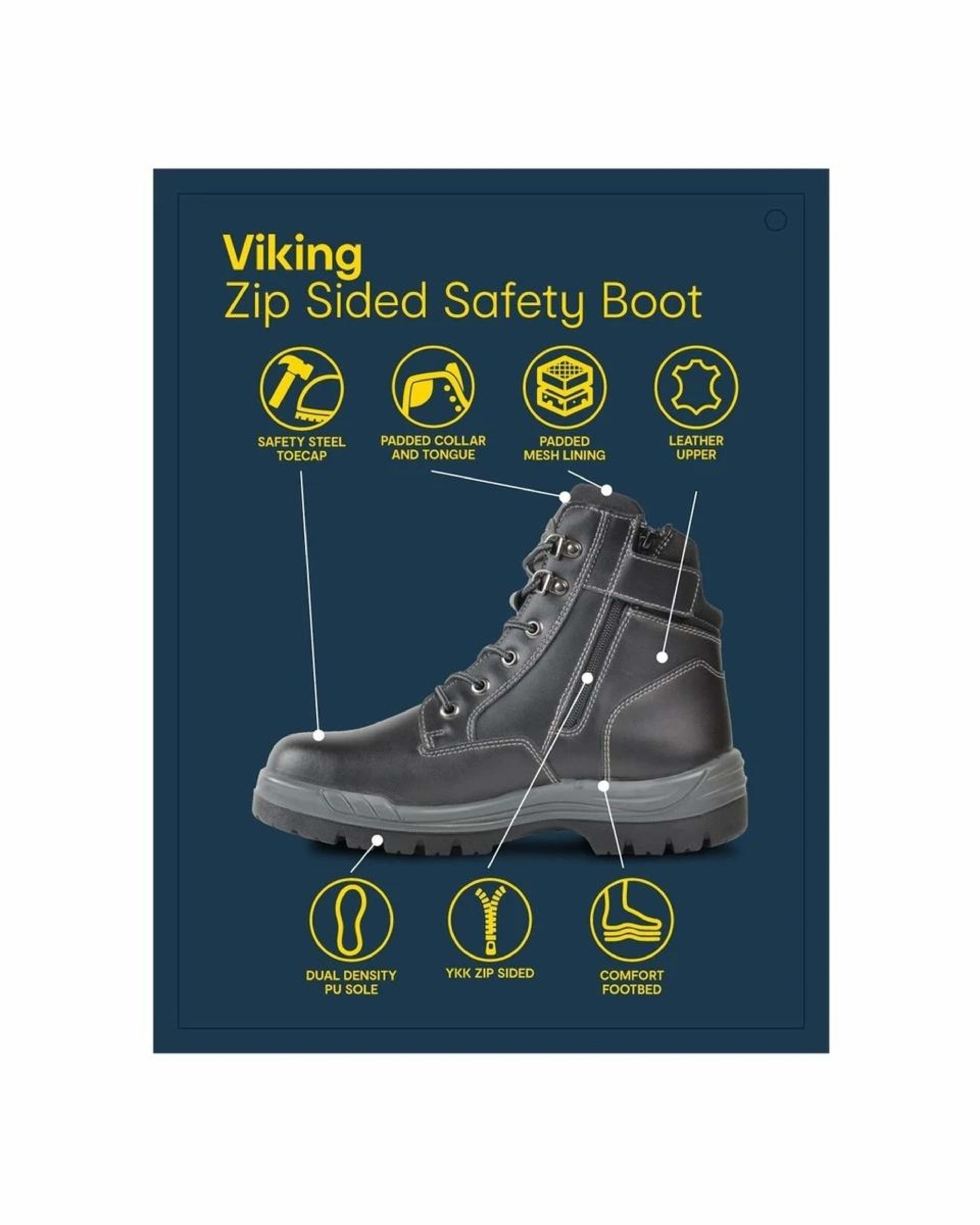 2 Side Zip Viking Work Boots Black, 2 of 3